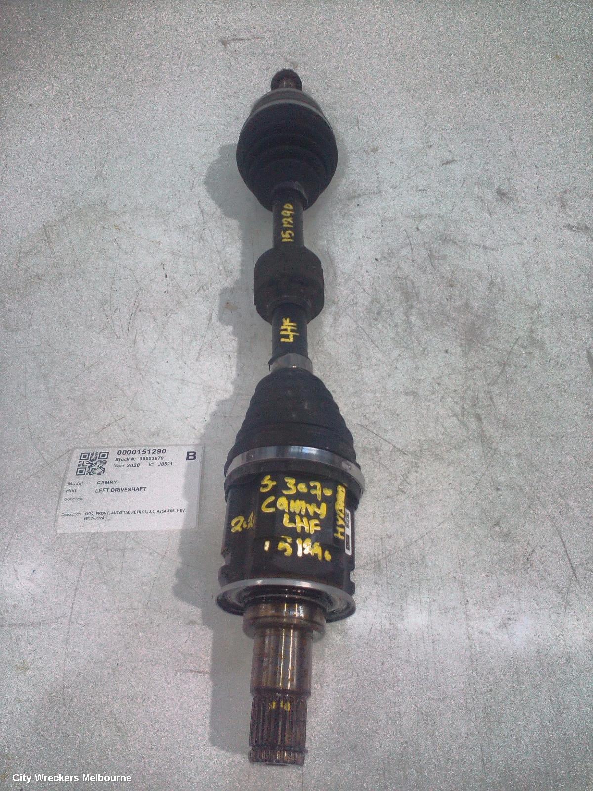 TOYOTA CAMRY LEFT DRIVESHAFT, XV70, FRONT, AUTO T/M, PETROL, 2.5, A25A-FXS, HEV, 09/2017 - 05/2024
