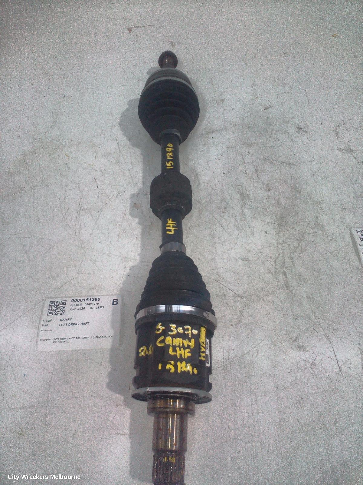 TOYOTA CAMRY LEFT DRIVESHAFT, XV70, FRONT, AUTO T/M, PETROL, 2.5, A25A-FXS, HEV, 09/2017 - 05/2024