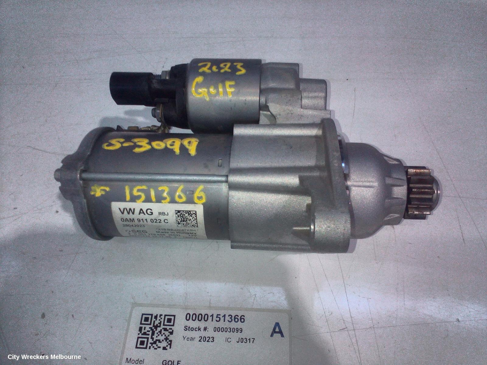 VOLKSWAGEN GOLF STARTER, GEN 8, PETROL, 1.4, TURBO, DJKA CODE, BOSCH, 1.5KW, 09/2020 ONWARDS