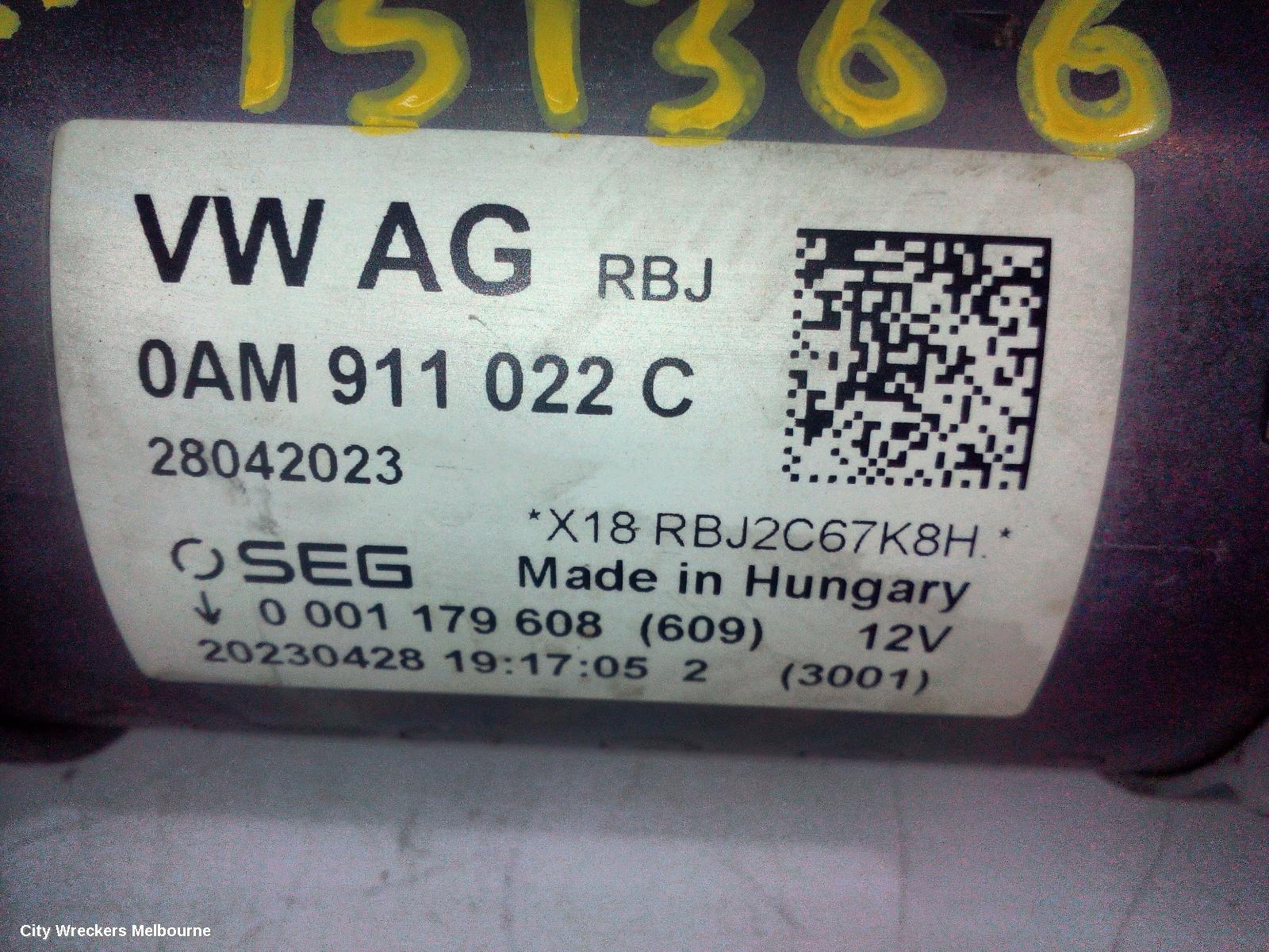 VOLKSWAGEN GOLF STARTER, GEN 8, PETROL, 1.4, TURBO, DJKA CODE, BOSCH, 1.5KW, 09/2020 ONWARDS