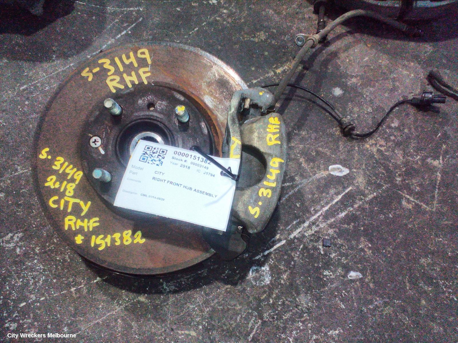 HONDA CITY RIGHT FRONT HUB ASSEMBLY, GM6, 01/2014 - 09/2020