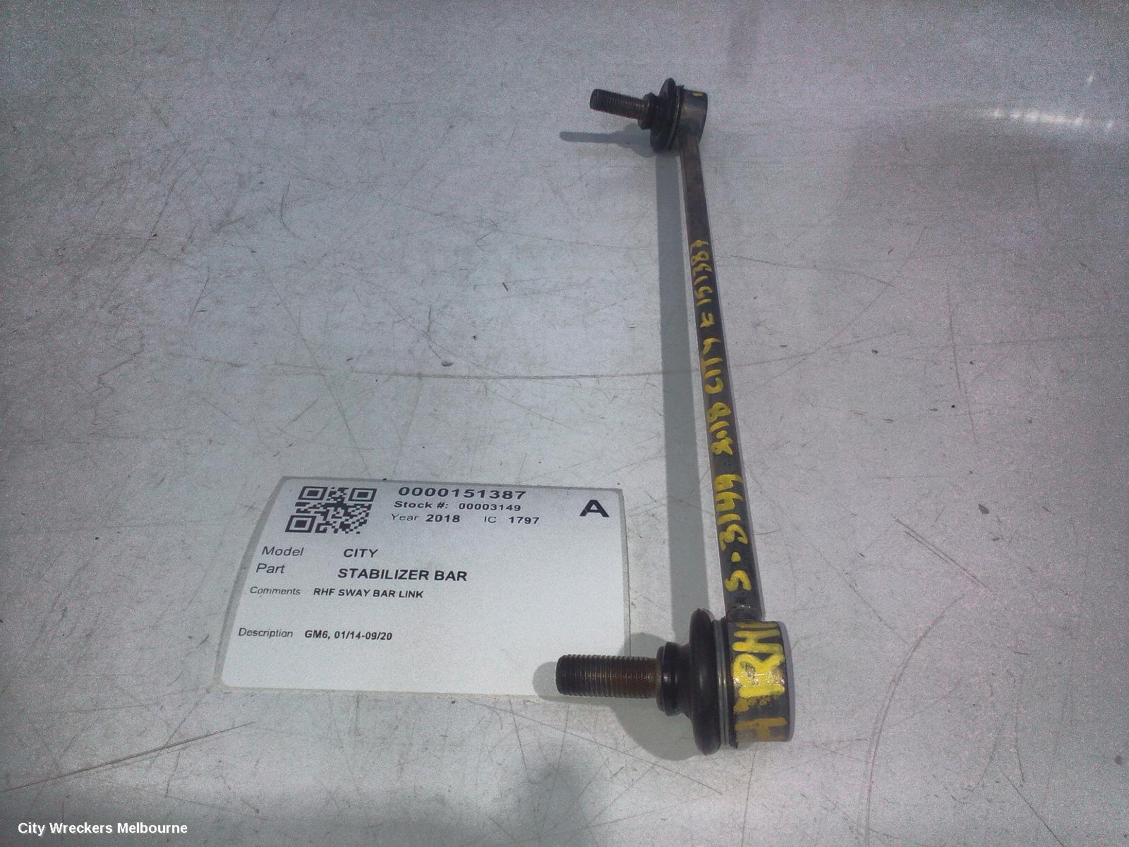 HONDA CITY STABILISER BAR, GM6, 01/2014 - 09/2020