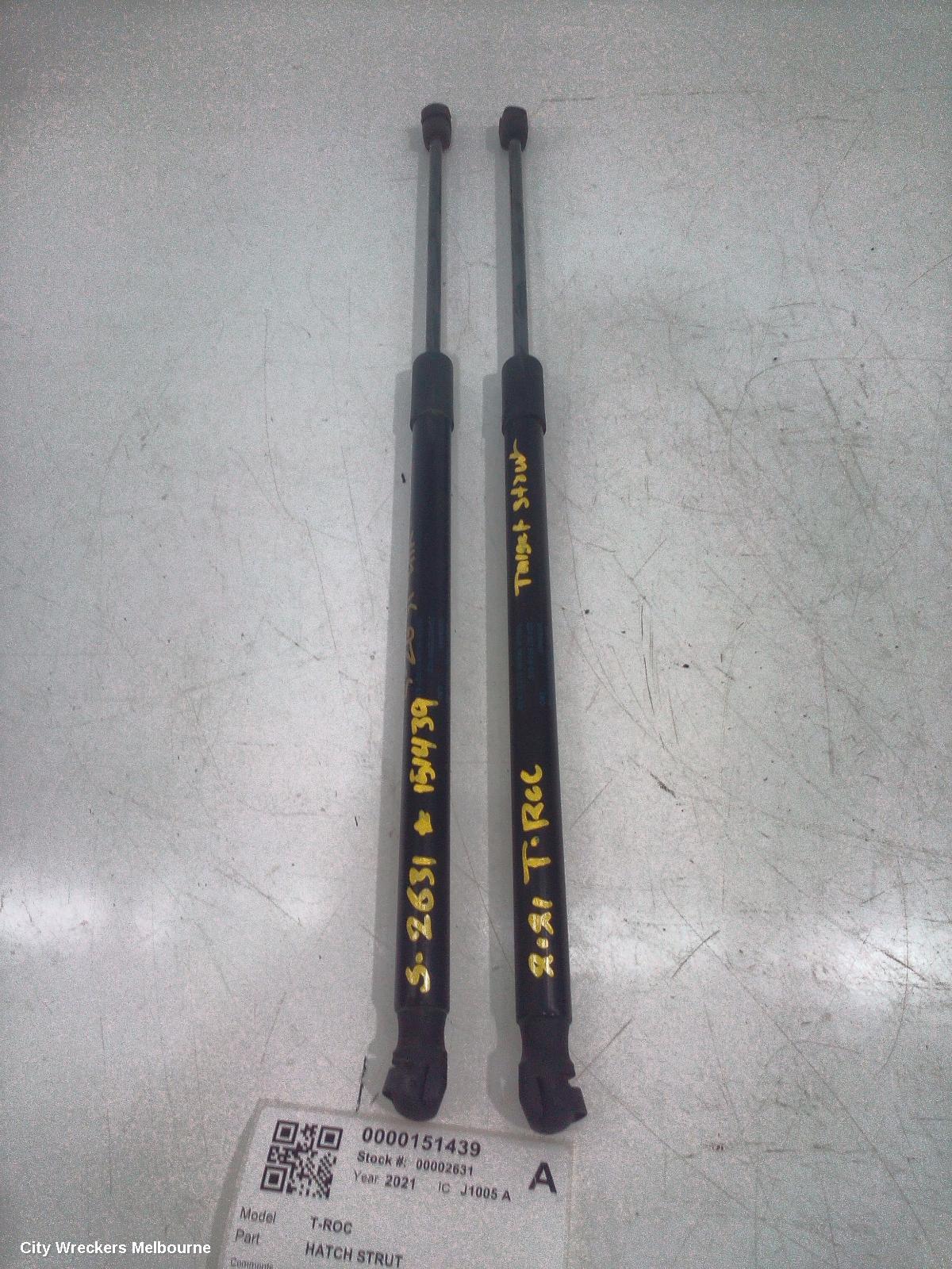 VOLKSWAGEN T-ROC HATCH STRUT, A1, TAILGATE STRUTS (PAIR), NON POWER TYPE, 03/2020 ONWARDS