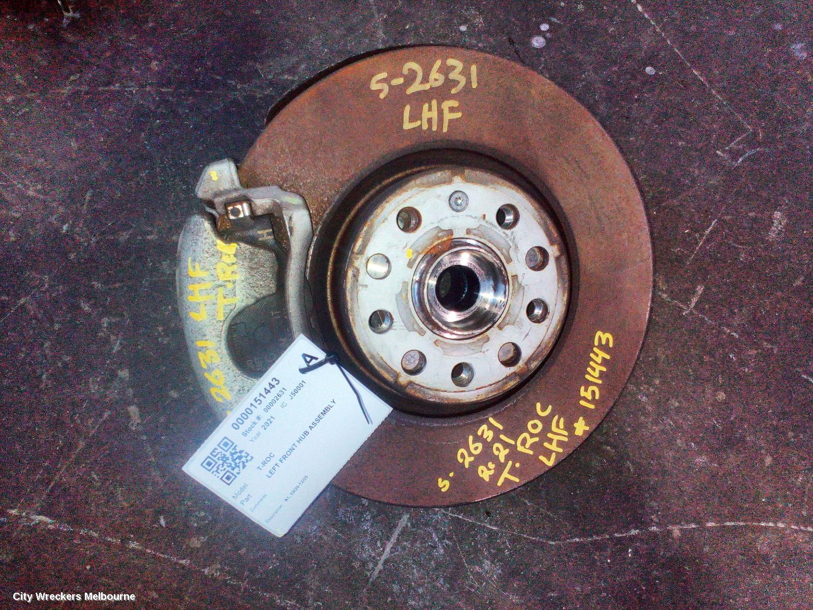 VOLKSWAGEN T-ROC LEFT FRONT HUB ASSEMBLY, A1, 03/2020 - 12/2025