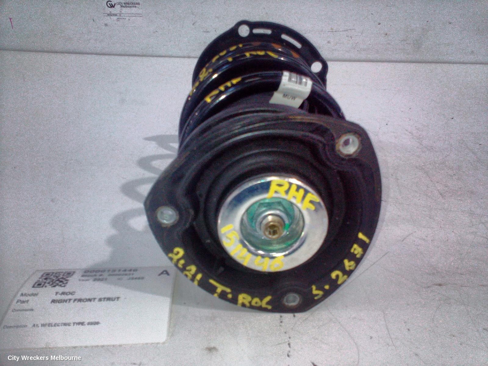 VOLKSWAGEN T-ROC RIGHT FRONT STRUT, A1, W/ ELECTRIC TYPE, 03/2020 ONWARDS