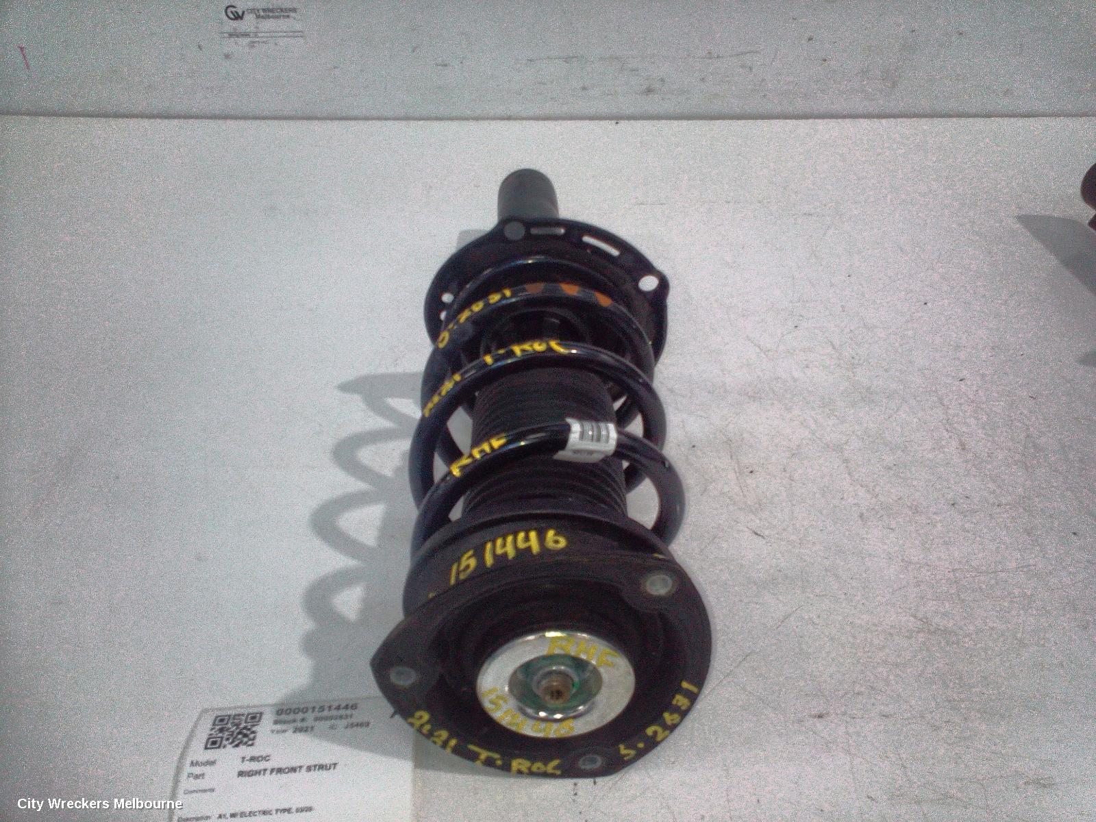 VOLKSWAGEN T-ROC RIGHT FRONT STRUT, A1, W/ ELECTRIC TYPE, 03/2020 ONWARDS