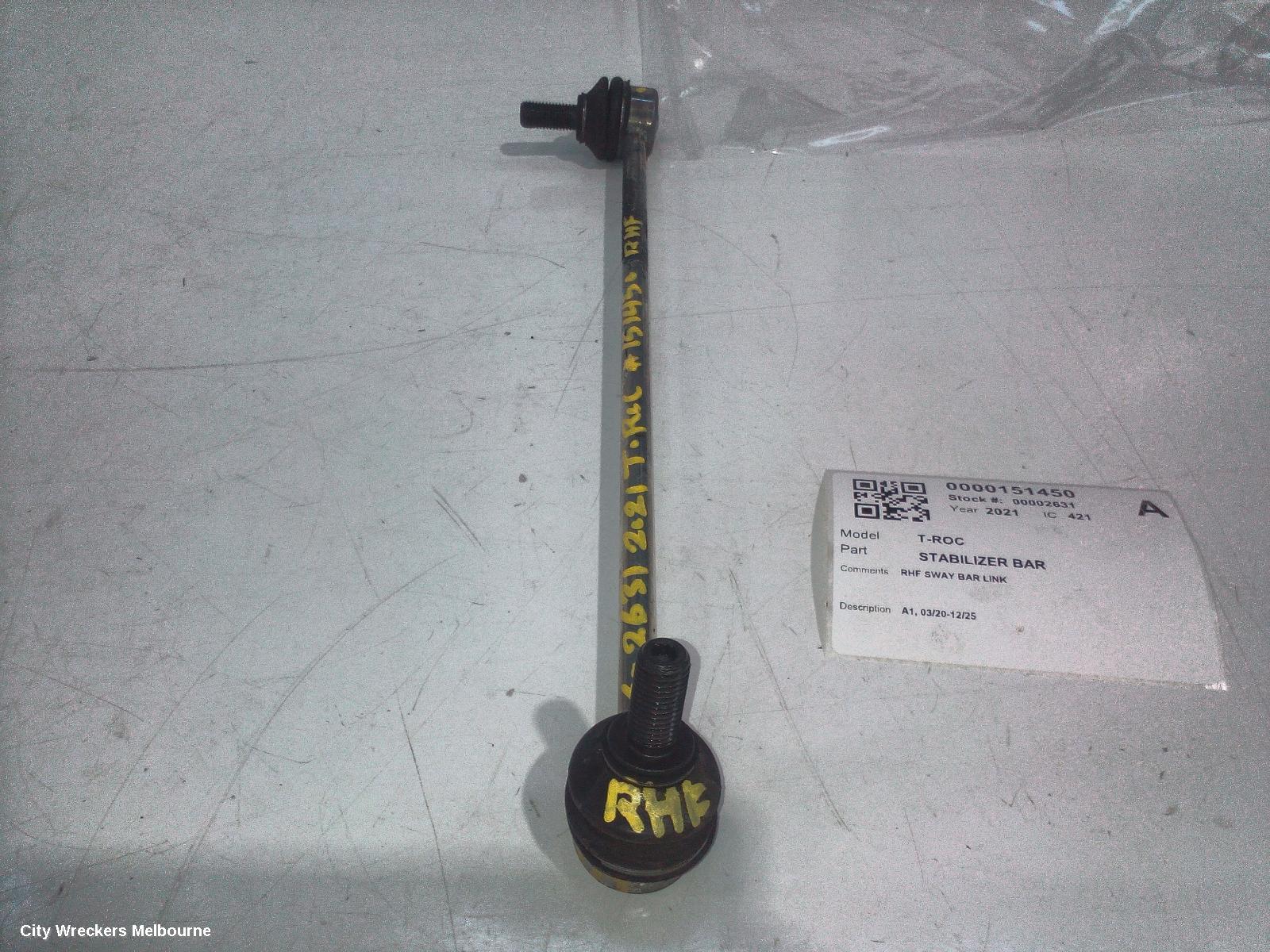 VOLKSWAGEN T-ROC STABILISER BAR, A1, 03/2020 - 12/2025