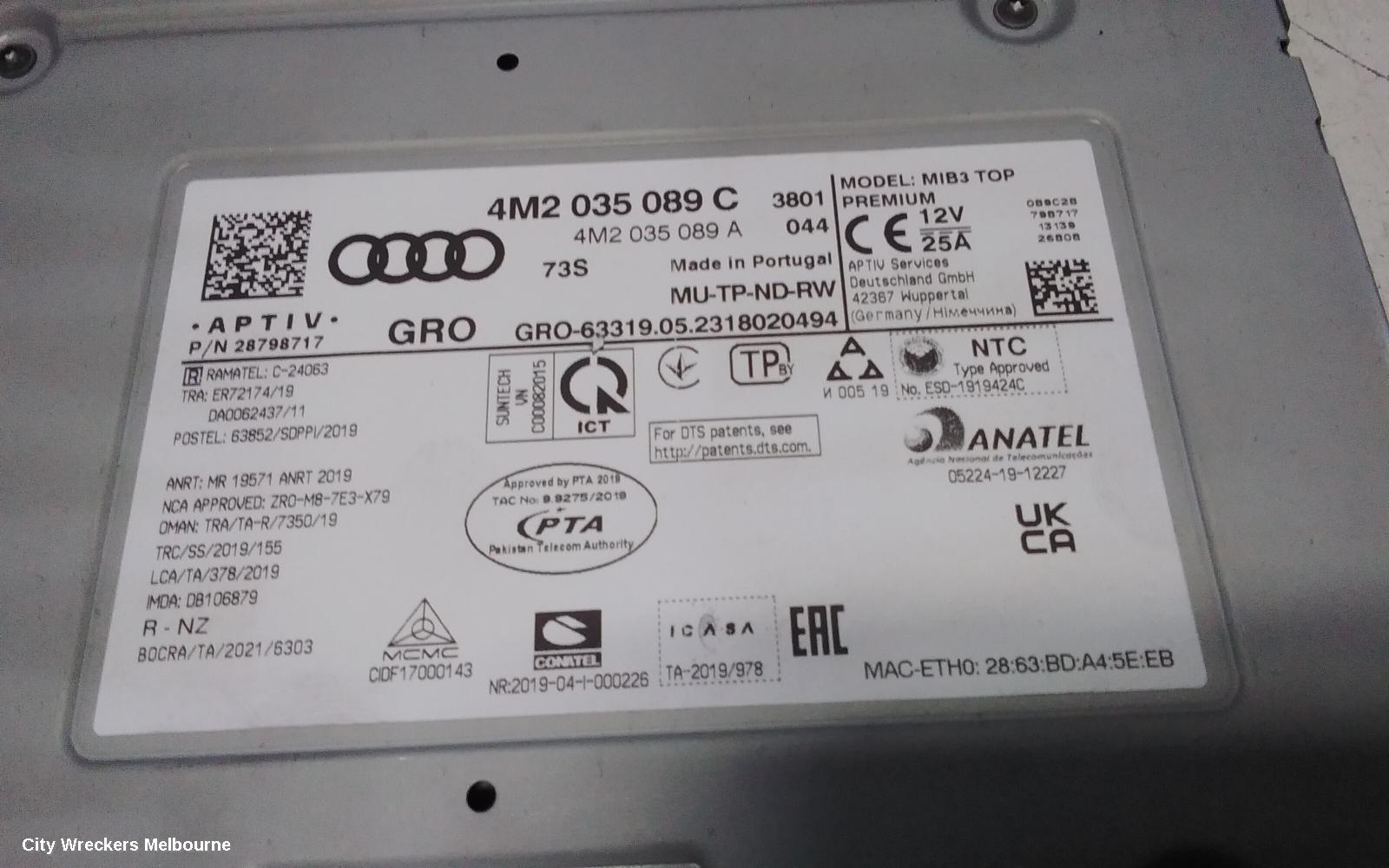 AUDI Q7, 4M, 07/2015 ONWARDS, 4M2035089C AUDI CENTRAL COMPUTER: 151492