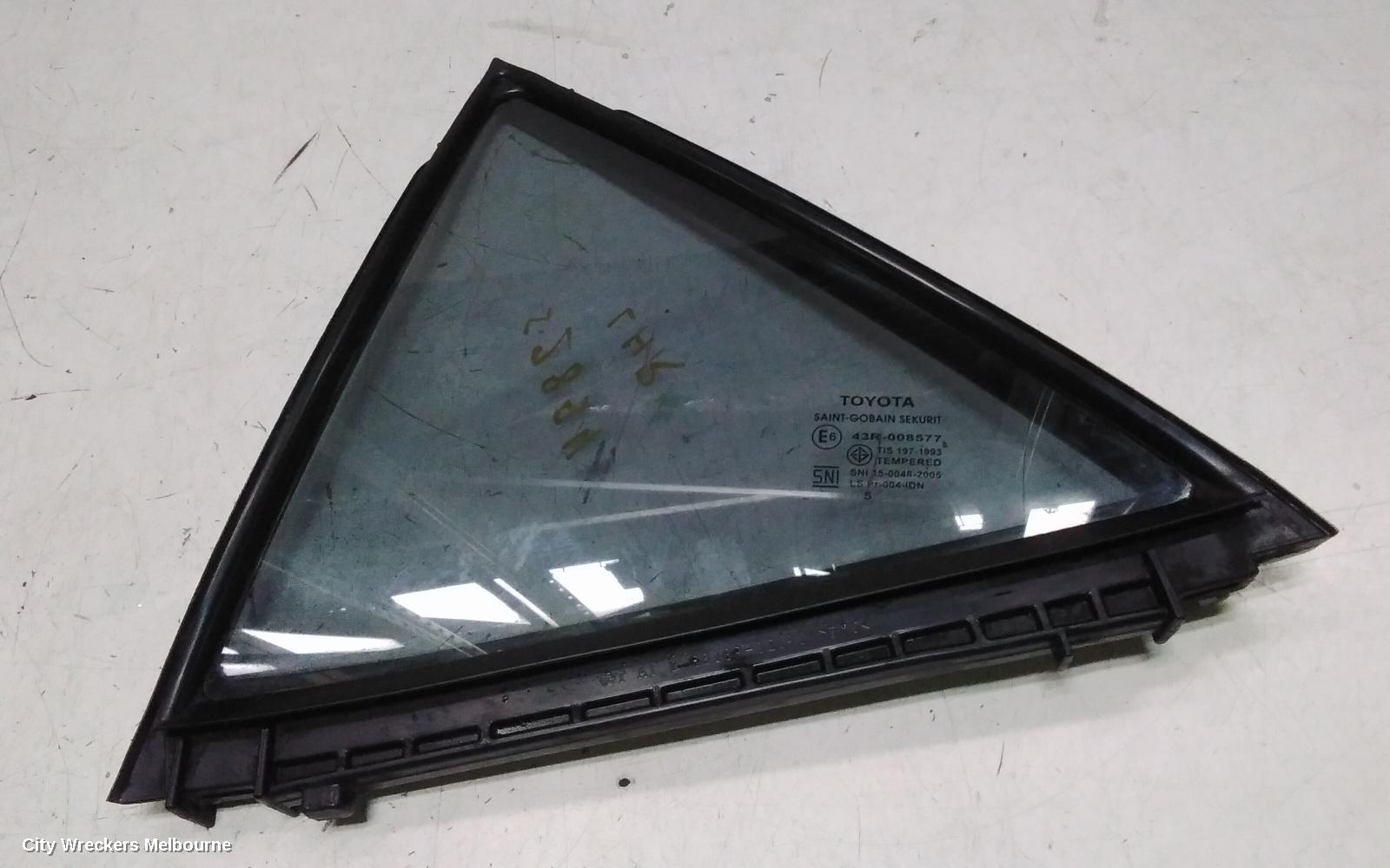 TOYOTA COROLLA LEFT REAR 1/4 DOOR GLASS, ZRE172/20182R, 12/2013 - 06/2019
