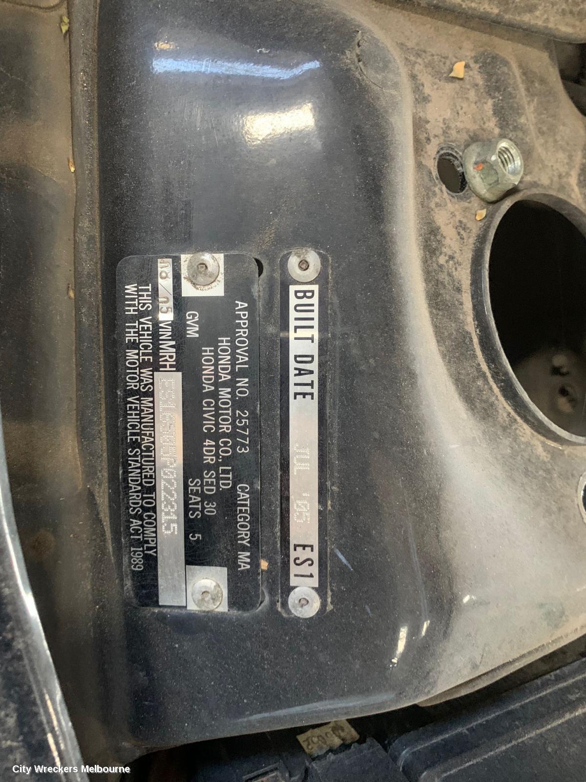 HONDA CIVIC LEFT FRONT WINDOW REG/MOTOR, 7TH GEN, POWER, SEDAN, 11/2000 - 12/2005
