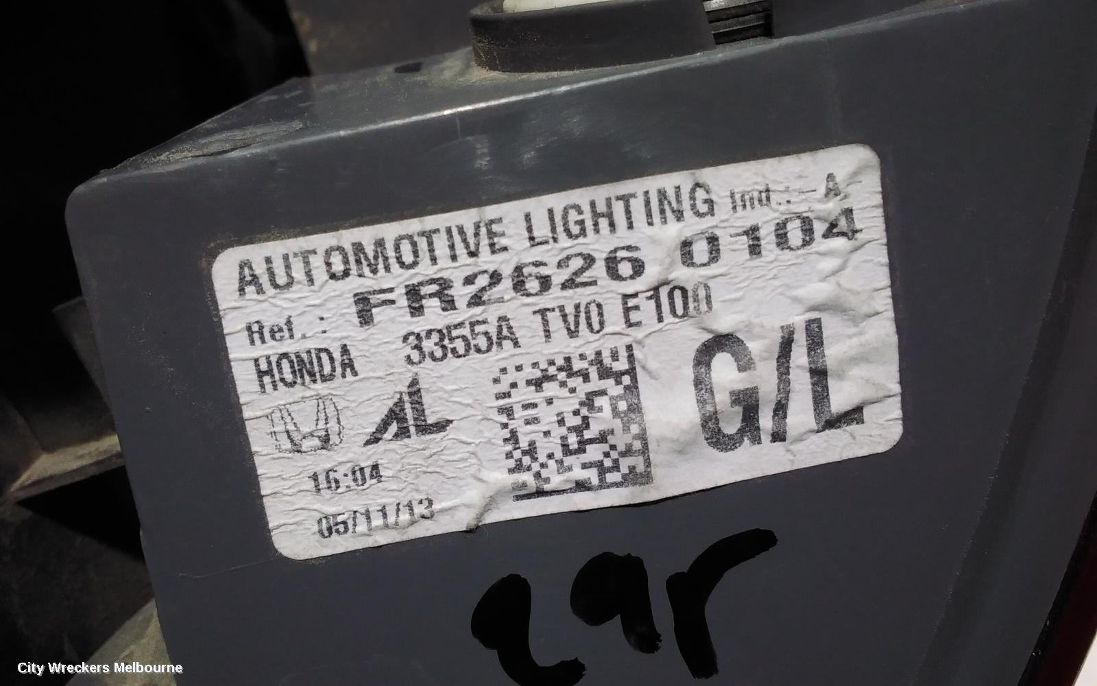 HONDA CIVIC LEFT TAILLIGHT, 9TH GEN, HATCH (VIN SHHFK), 06/2012 - 03/2015