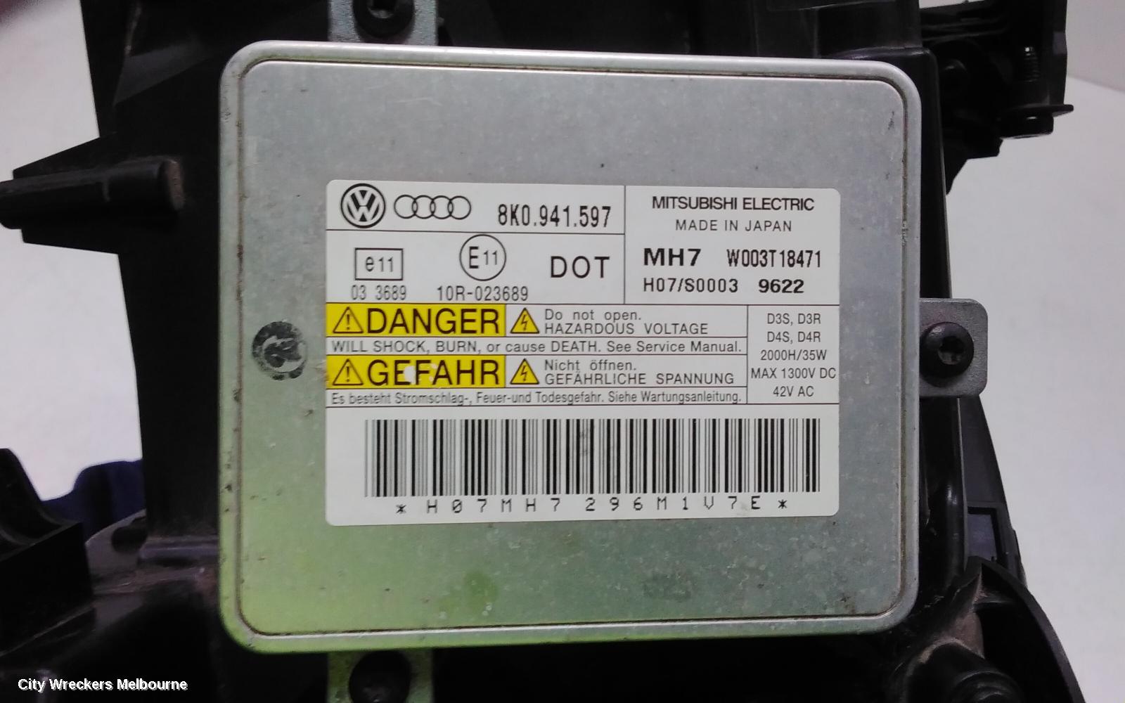 AUDI A4 LEFT HEADLAMP, B8 8K, XENON-ADAPTIVE TYPE, 02/2008 - 06/2012