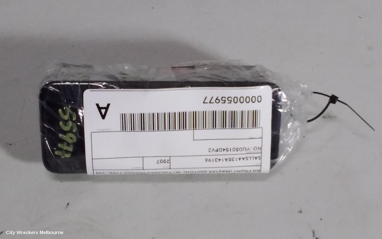 LAND ROVER RANGEROVER SPORT PWR DR WIND SWITCH, RH FRONT (MASTER SWITCH), L320, 08/2005 - 10/2010