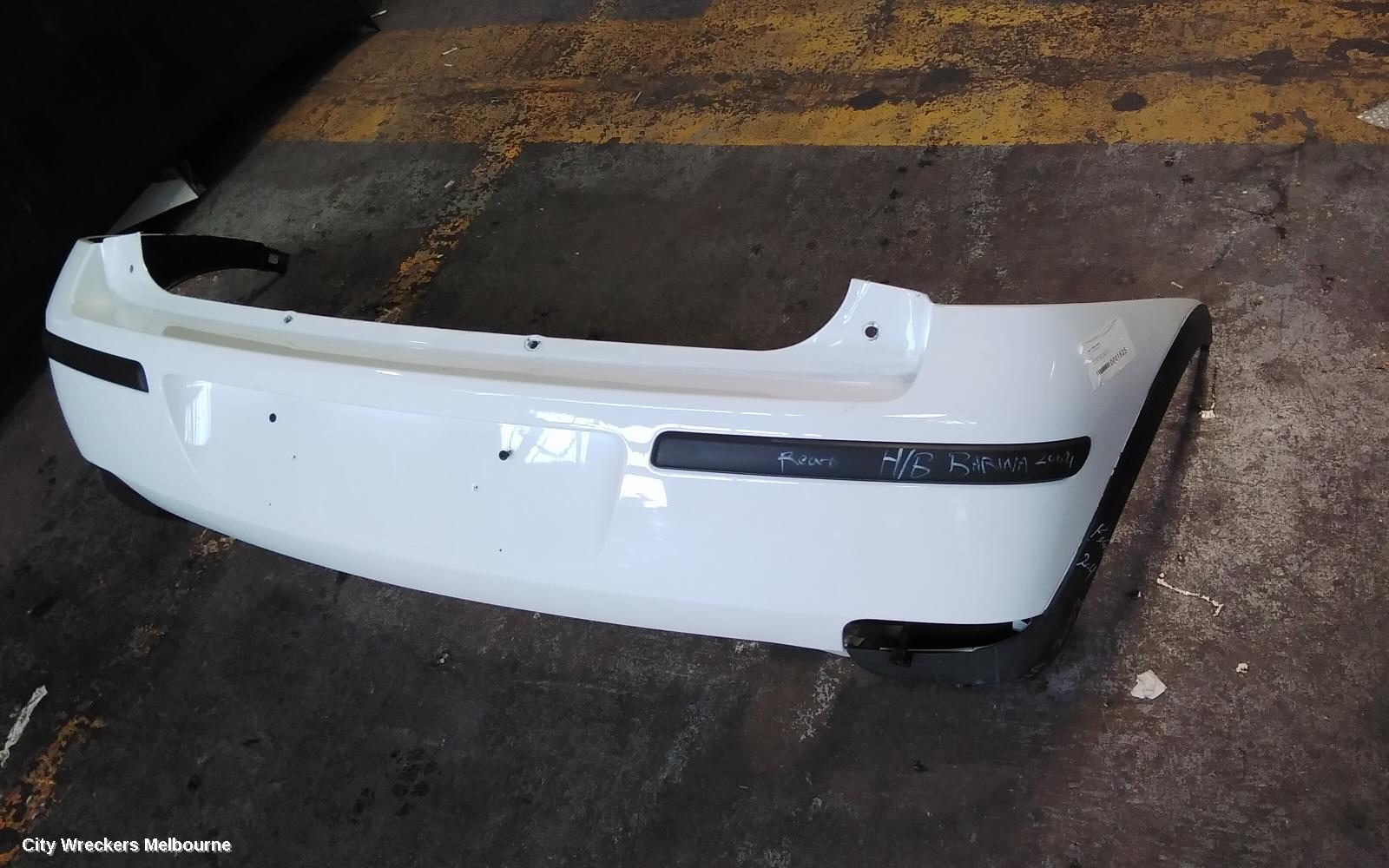 HOLDEN BARINA REAR BUMPER, BUMPER BAR, HATCH, LAST 8 DIGITS OF VIN IS FROM  44000001-, (REFLECTORS ON BOTTOM), XC, 03/2001 - 11/2005