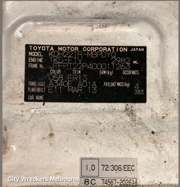 TOYOTA HIACE RIGHT GUARD, TRH/KDH, CORNER PANEL, 03/2005 - 04/2019