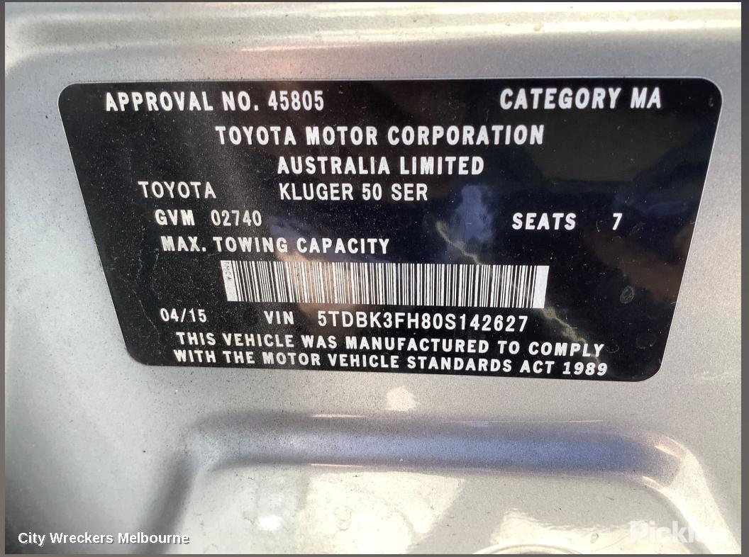 TOYOTA KLUGER ABS SENSOR, RH FRONT, XU50 SERIES, 12/2013 - 02/2021