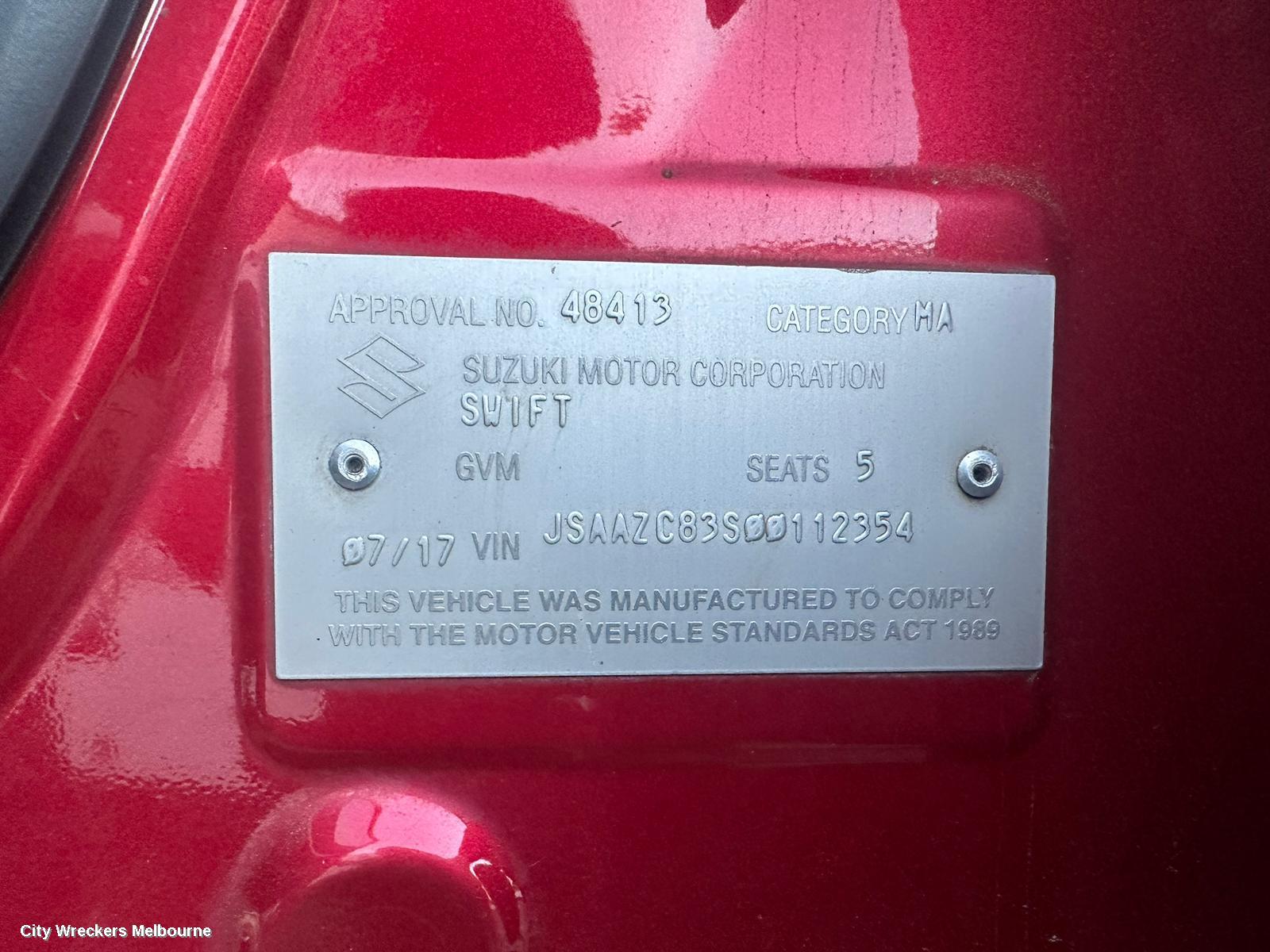 SUZUKI SWIFT LEFT FRONT DOOR, AZ, 04/2017 - 03/2025