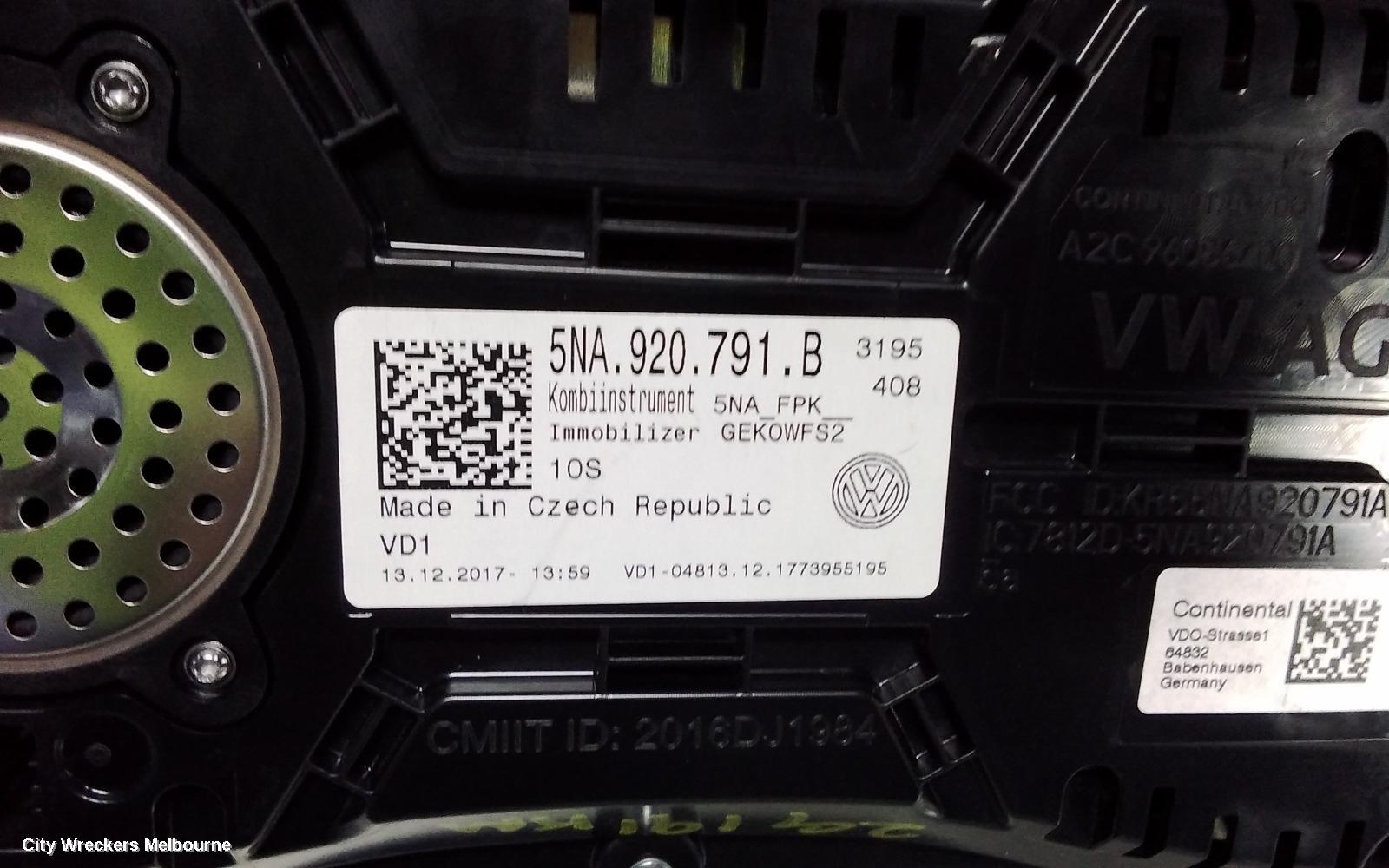 VOLKSWAGEN TIGUAN INSTRUMENT CLUSTER, HEADS UP DISPLAY UNIT, 5NA, 06/2016 ONWARDS