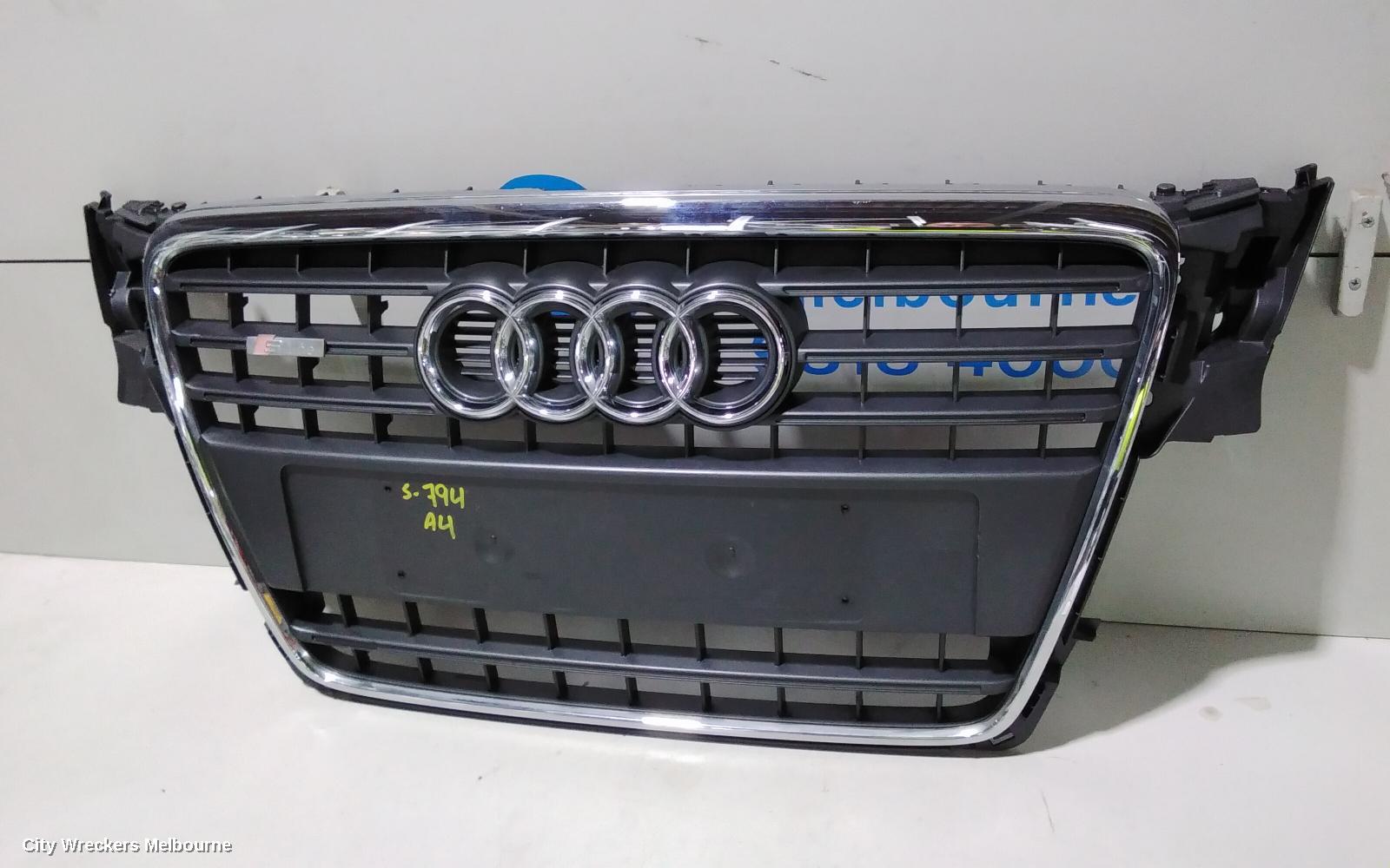 AUDI A4 GRILLE, RADIATOR GRILLE, B8 8K (A4), GREY, 02/2008 - 06/2012
