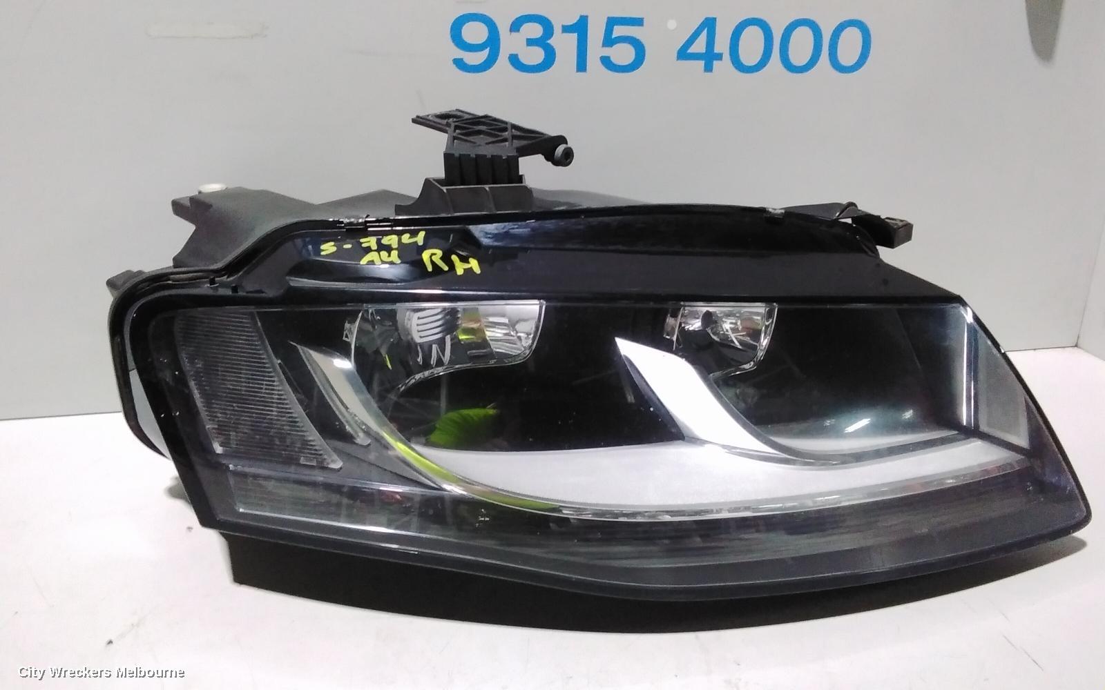 AUDI A4 RIGHT HEADLAMP, B8 8K, HALOGEN TYPE, 02/2008 - 06/2012