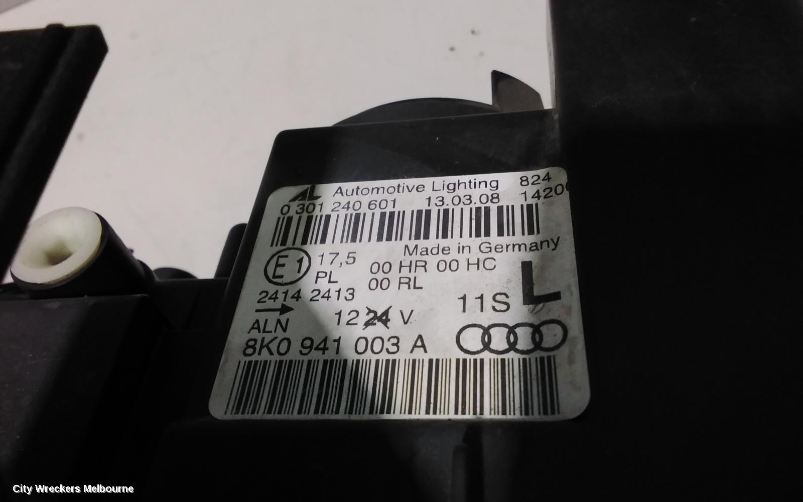 AUDI A4 LEFT HEADLAMP, B8 8K, HALOGEN TYPE, 02/2008 - 06/2012