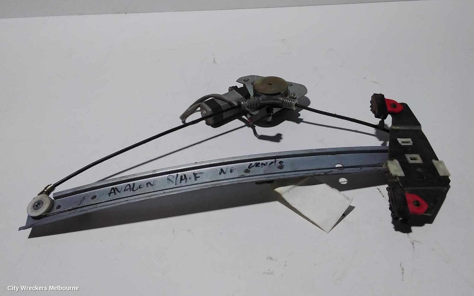 TOYOTA AVALON RIGHT FRONT WINDOW REG/MOTOR, MCX10R, POWER, CABLE TYPE, NOT GRANDE, 07/2000 - 06/2005