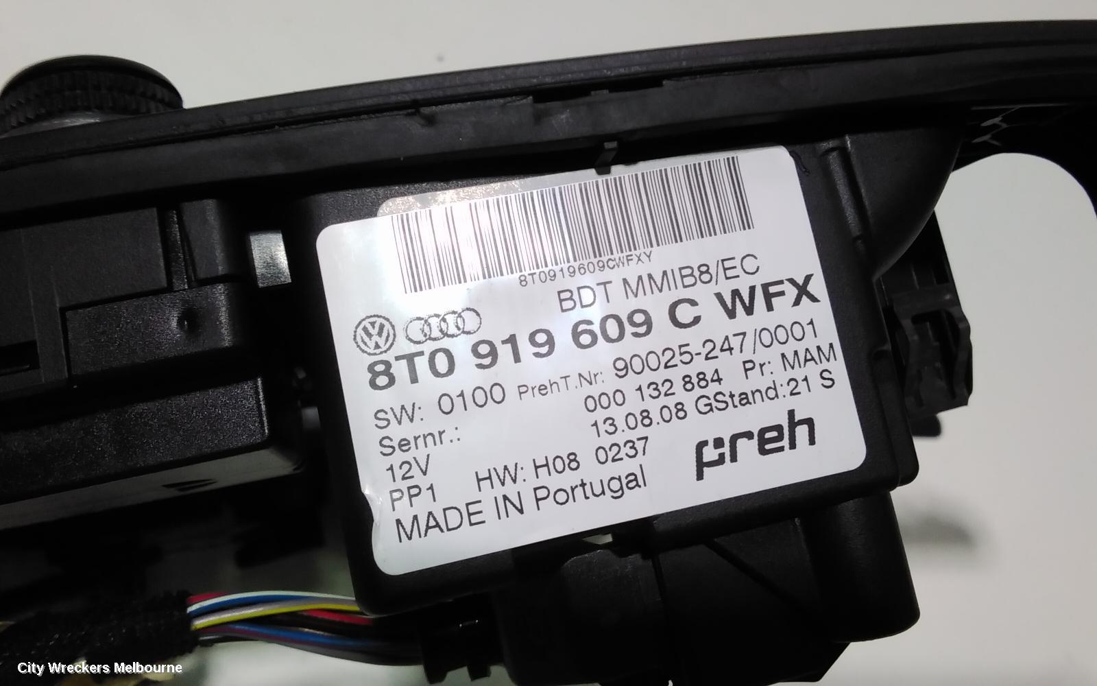 AUDI A4 RADIO/CD/DVD/SAT/TV, MMI CONTROLS, B8 8K, P/N 8T0919609C, 02/2008 - 09/2015