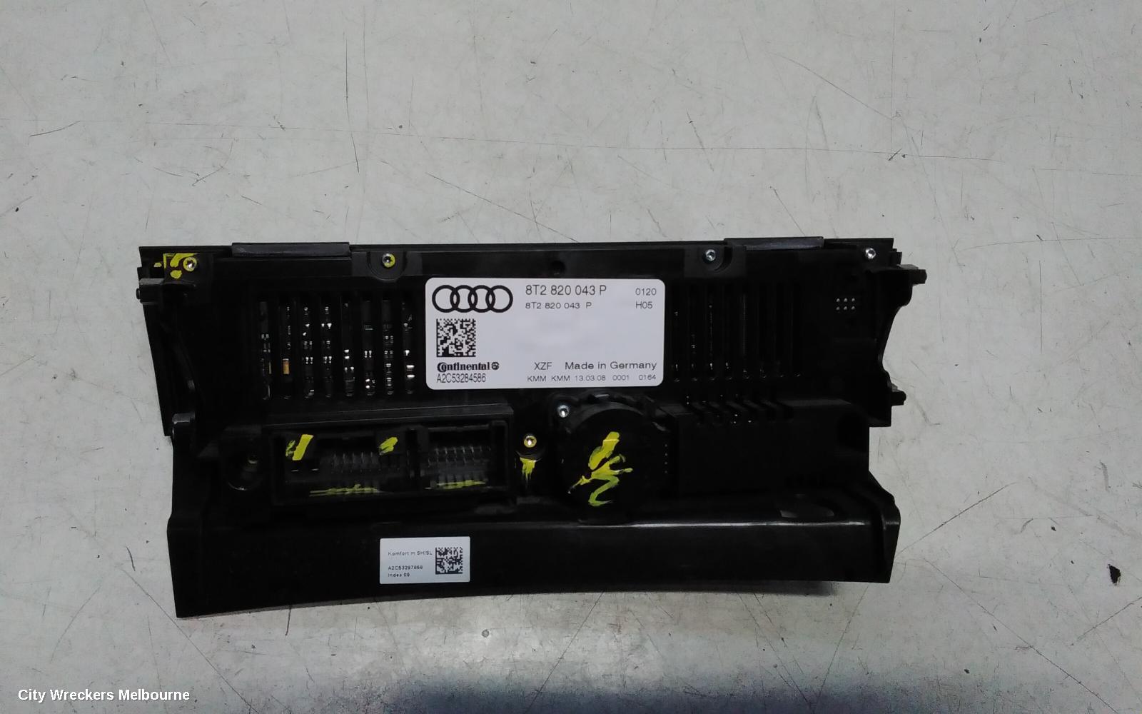 AUDI A4 HEATER/AC CONTROLS, SINGLE ZONE CLIMATE CONTROL, B8 8K, HEATED TYPE, 02/2008 - 06/2012