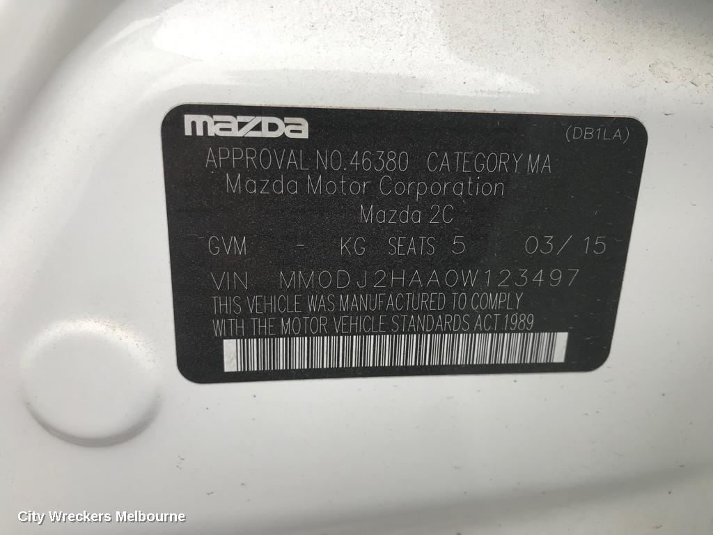 MAZDA 2 RIGHT TAILLIGHT, DJ, HATCH, HALOGEN TYPE, 09/2014 ONWARDS