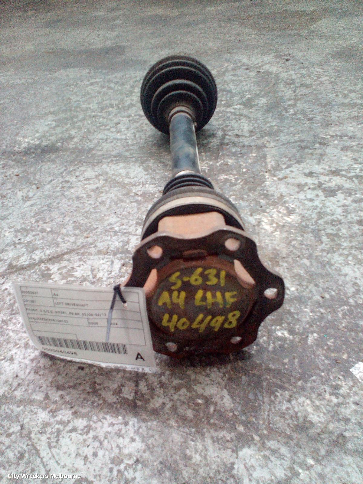AUDI A4 LEFT DRIVESHAFT, FRONT, 2.0/3.0, DIESEL, B8 8K, 02/2008 - 06/2012
