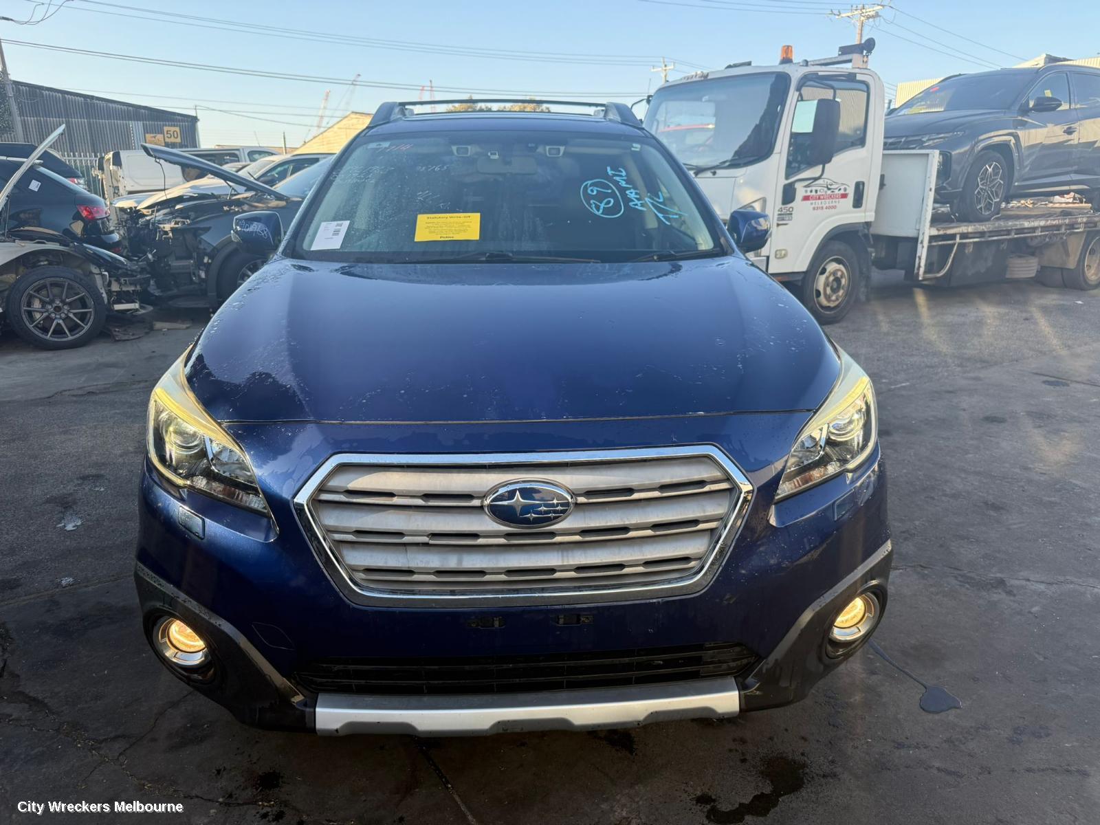 SUBARU OUTBACK FRONT BUMPER, 6TH GEN, NON PARK SENSOR, W/ H/LAMP WASHER TYPE, 08/2014 - 12/2017