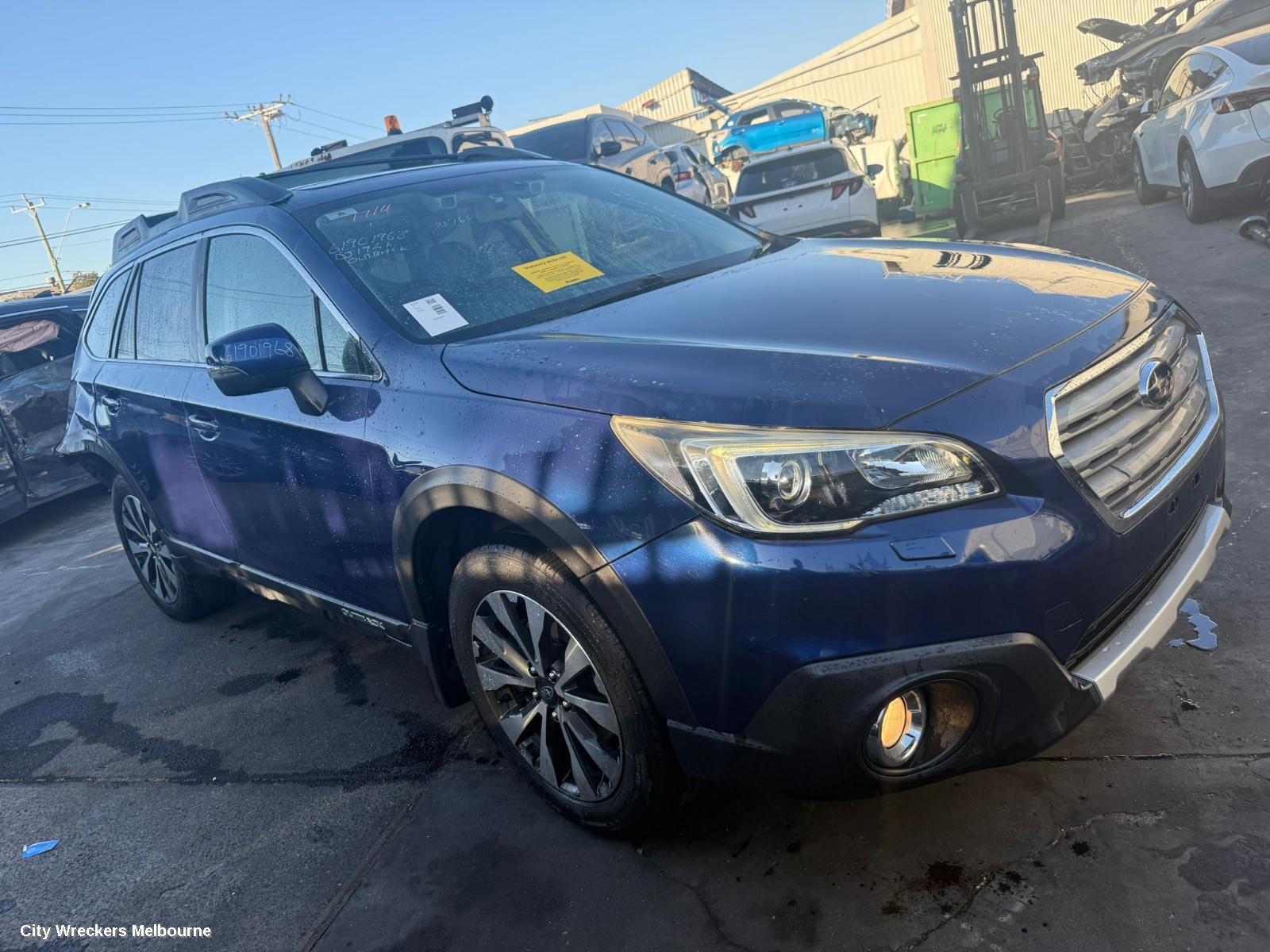 SUBARU OUTBACK FRONT BUMPER, 6TH GEN, NON PARK SENSOR, W/ H/LAMP WASHER TYPE, 08/2014 - 12/2017