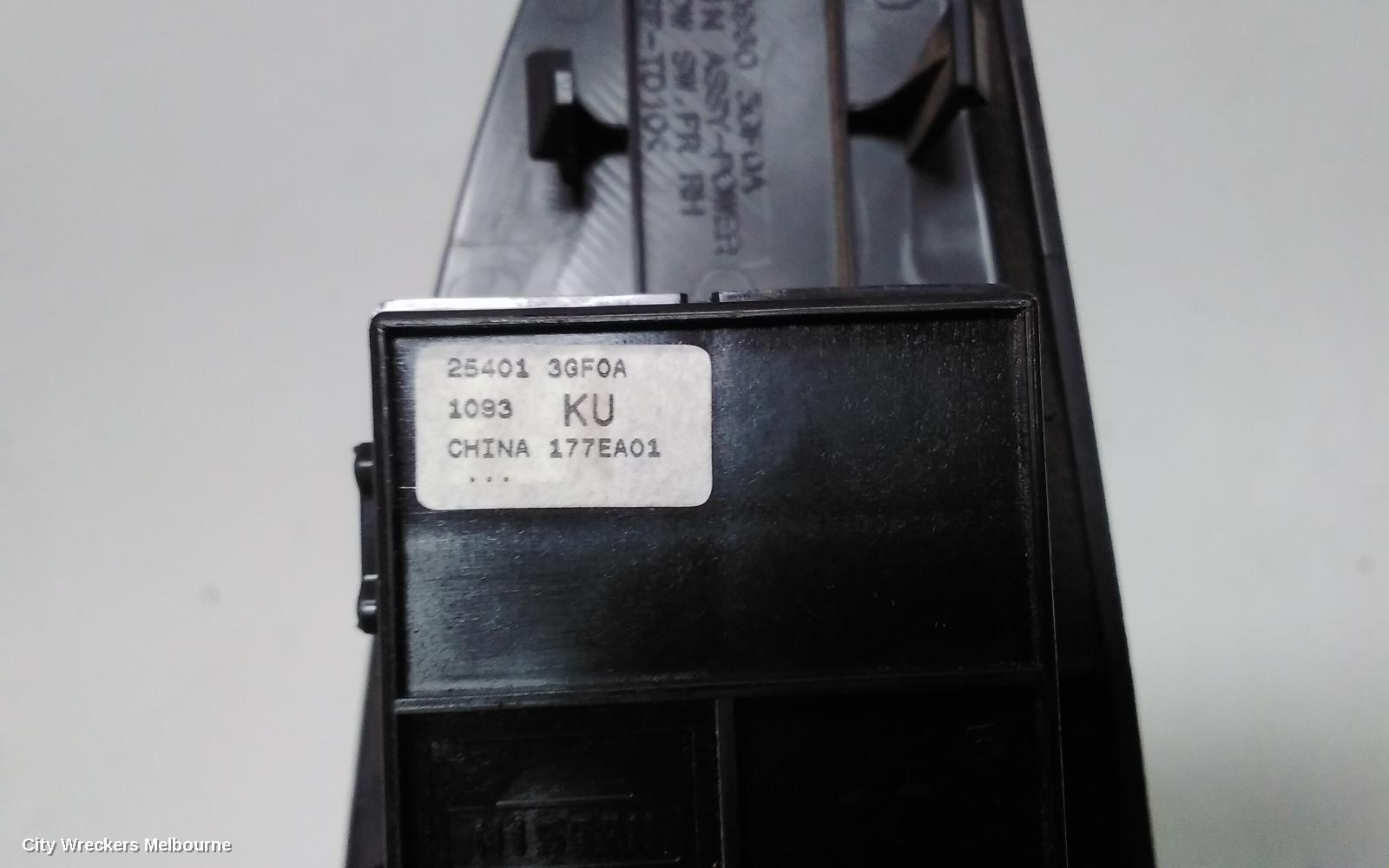 NISSAN PULSAR PWR DR WIND SWITCH, RH FRONT (MASTER SWITCH), HATCH, C12, 05/2013 - 12/2016