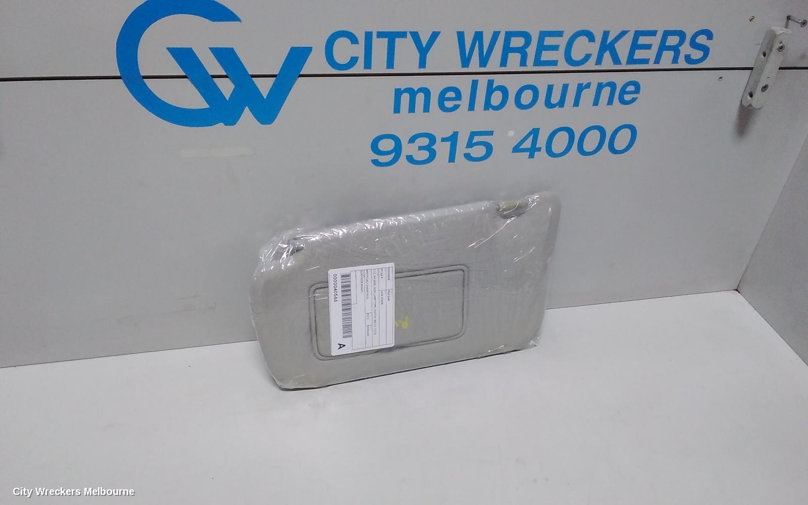 NISSAN PULSAR SUNVISOR, C12, RH SIDE, NON LAMP TYPE, HATCH, 05/2013 - 12/2016