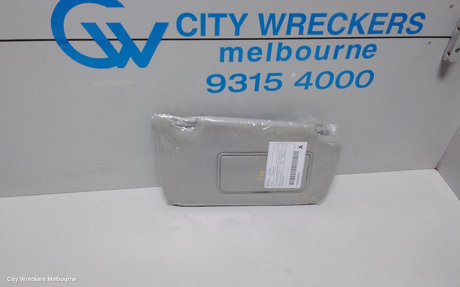 NISSAN PULSAR SUNVISOR, C12, LH SIDE, NON LAMP TYPE, HATCH, 05/2013 - 12/2016