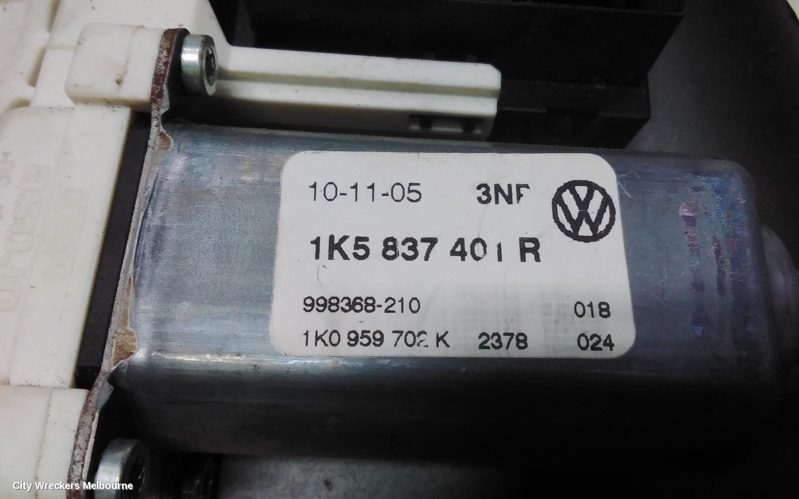 VOLKSWAGEN JETTA RIGHT FRONT WINDOW REG/MOTOR, 1KM, 02/2006 - 07/2011