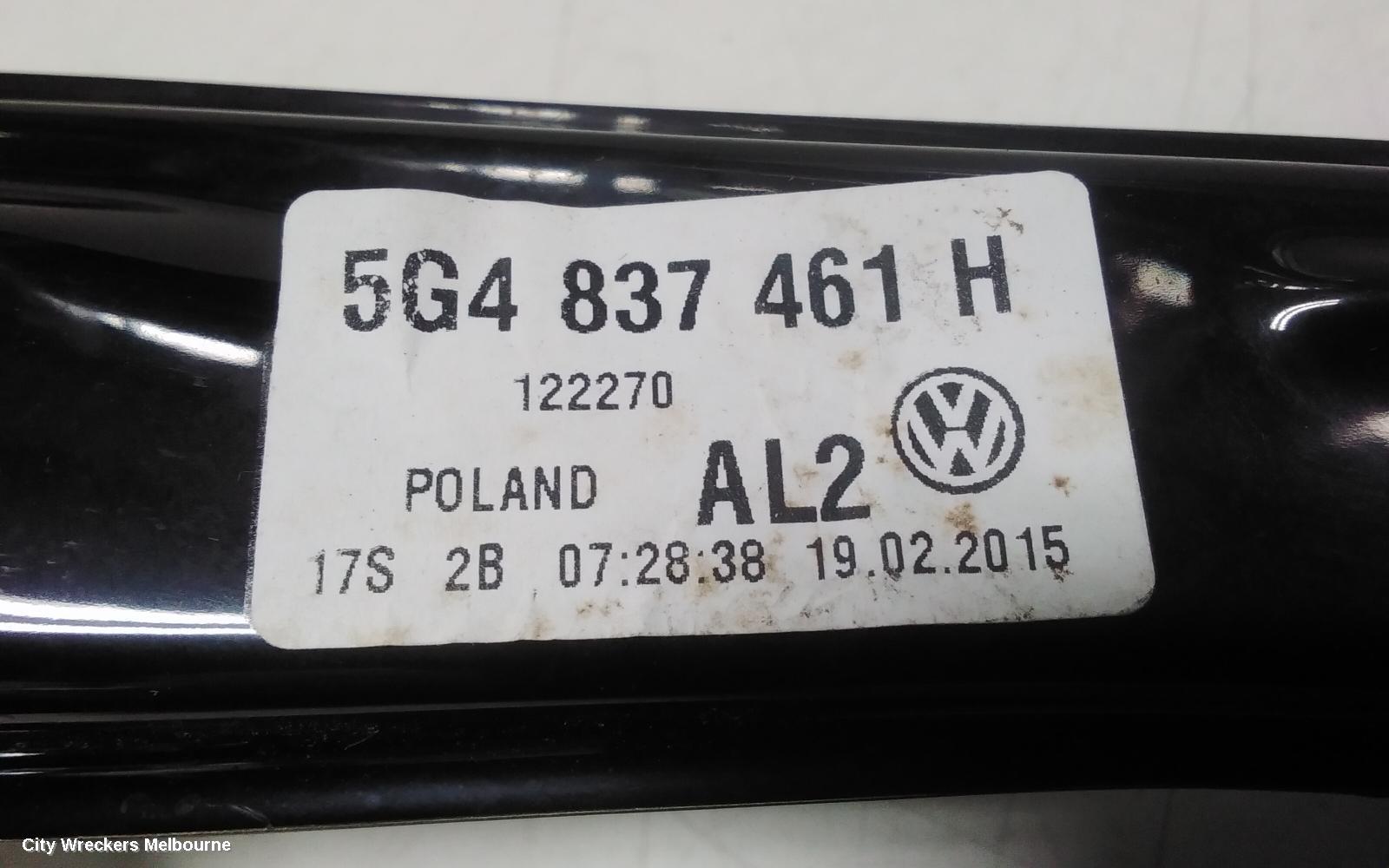 VOLKSWAGEN GOLF LEFT FRONT WINDOW REG/MOTOR, GEN 7, 5DR HATCH/WAGON, 11/2012 - 08/2020