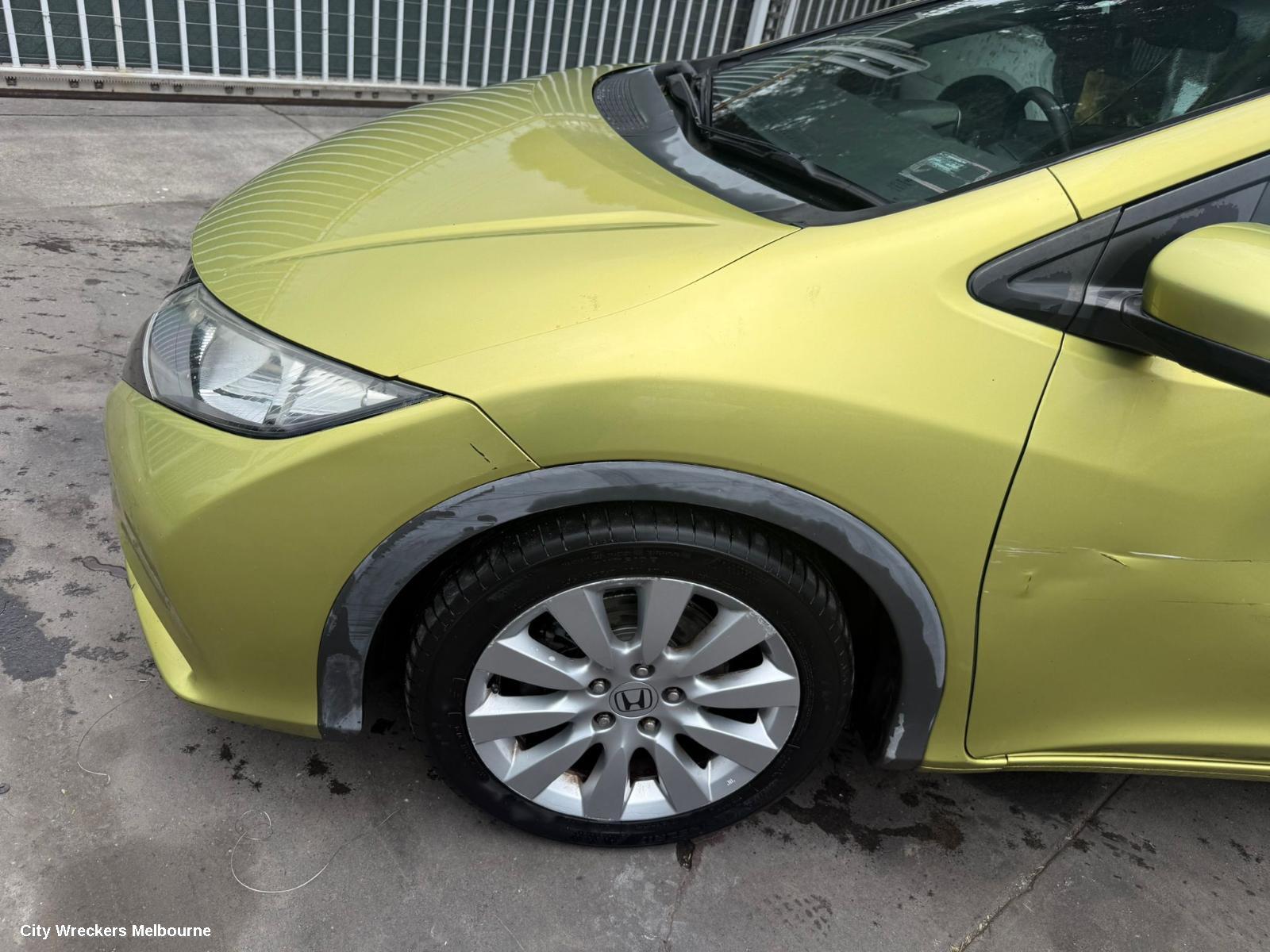 HONDA CIVIC RIGHT FRONT DOOR WINDOW, 9TH GEN, HATCH (VIN SSHFK), 02/2012 - 04/2016