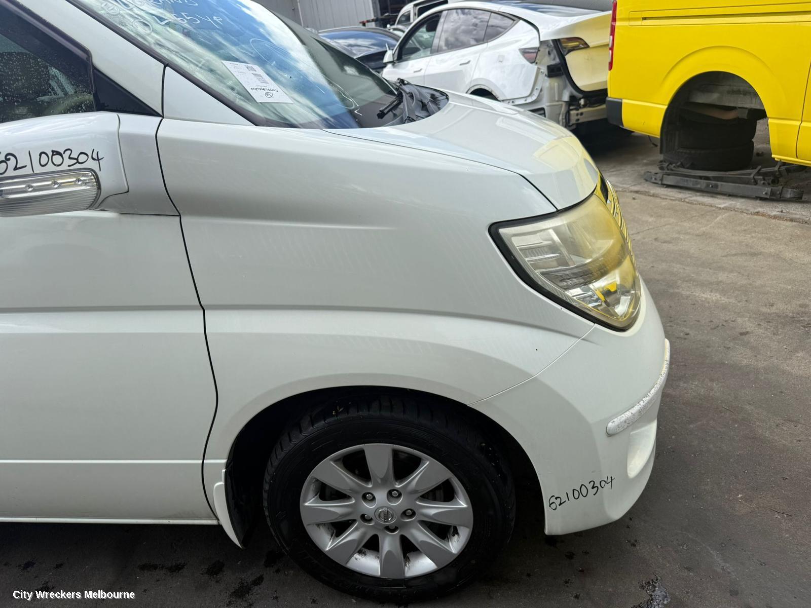 NISSAN ELGRAND LEFT FRONT DOOR, E51, NON HIGHWAY STAR TYPE (W/O MOULD), 05/2002 - 12/2010