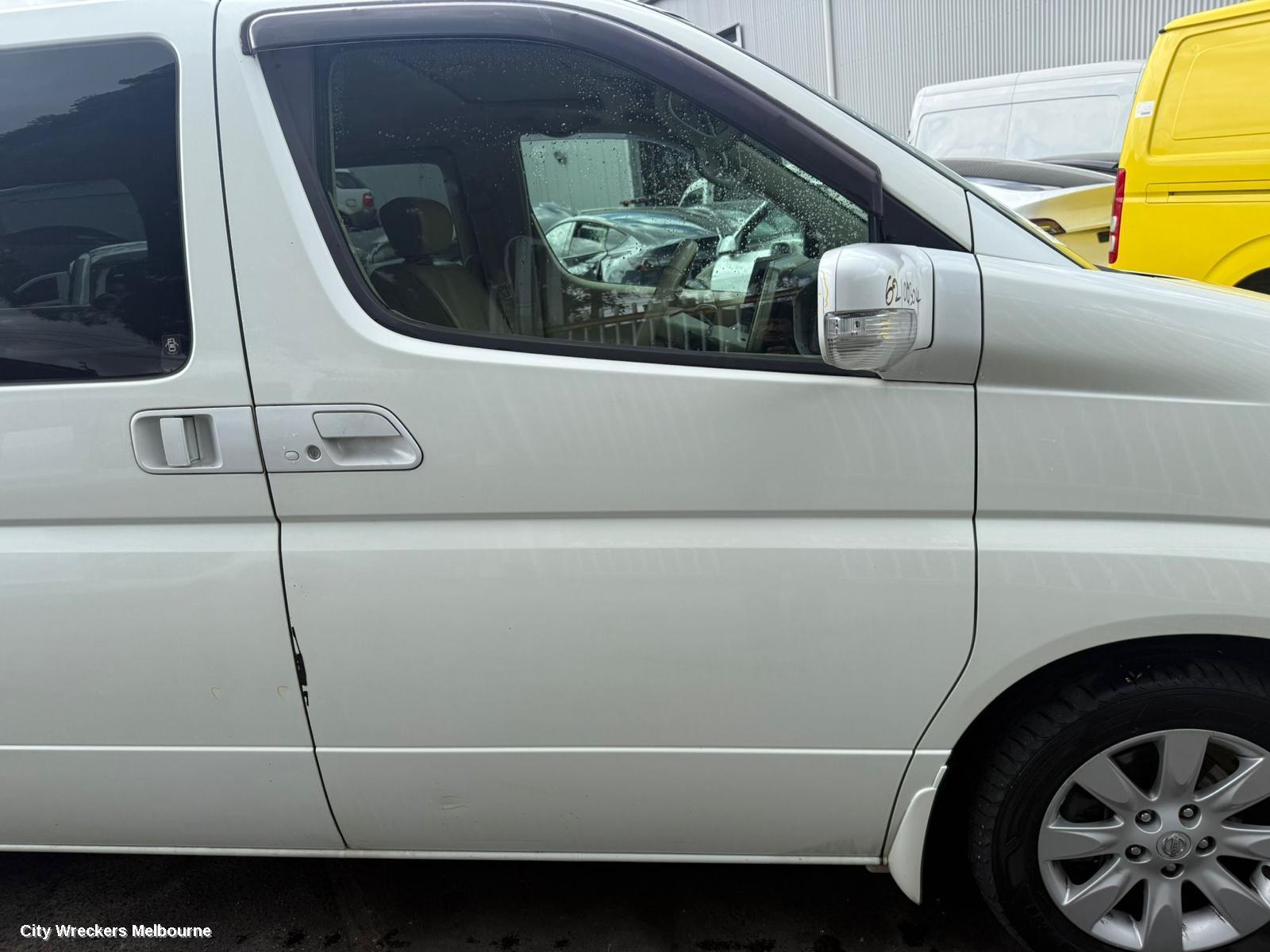 NISSAN ELGRAND LEFT FRONT DOOR, E51, NON HIGHWAY STAR TYPE (W/O MOULD), 05/2002 - 12/2010