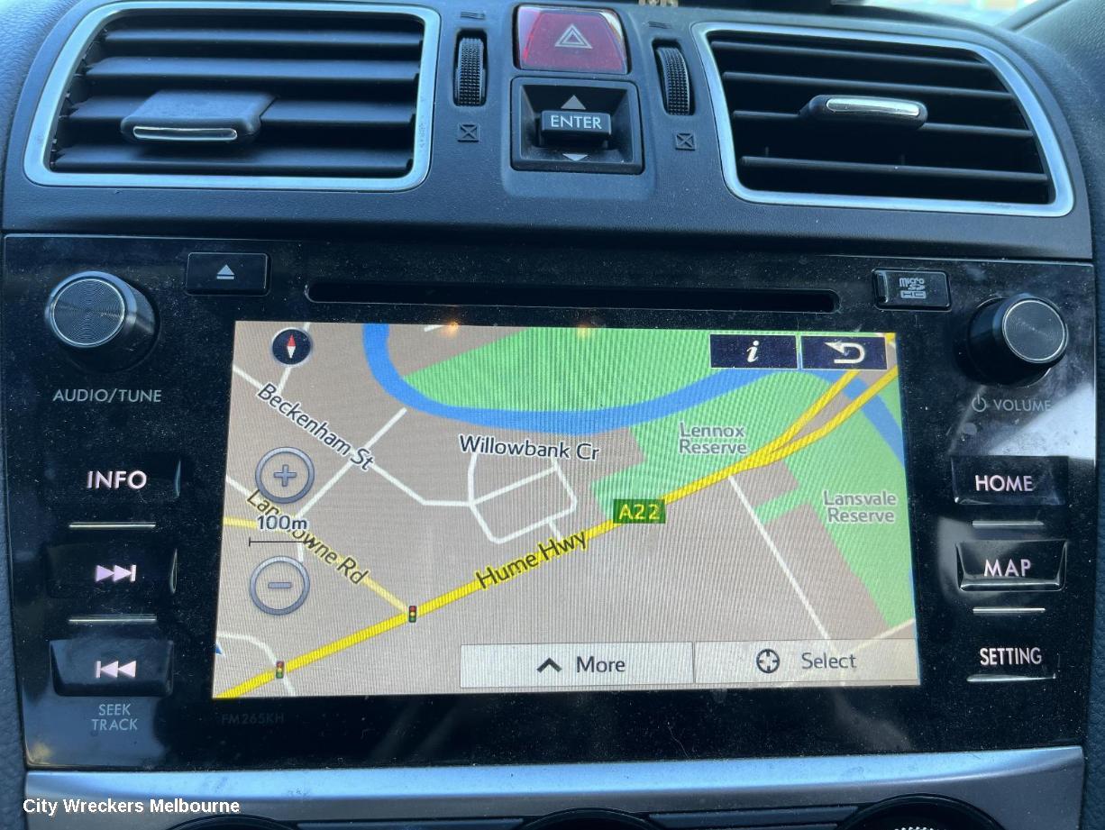 SUBARU IMPREZA RADIO/CD/DVD/SAT/TV, SAT NAV HEAD UNIT, W/ DISPLAY UNIT, 6.1IN, FM265KH, G4, 12/2011 - 08/2017