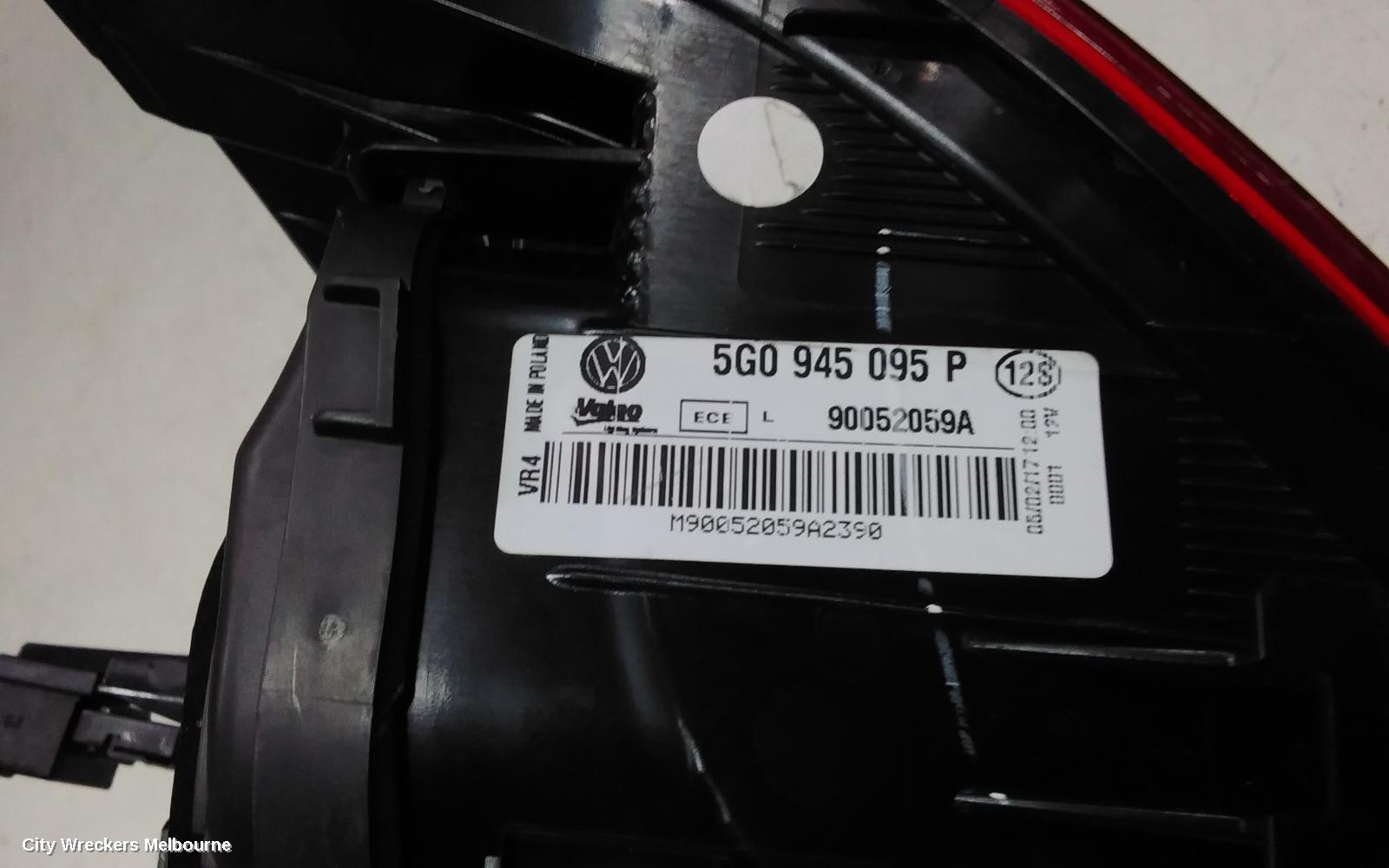 VOLKSWAGEN GOLF LEFT TAILLIGHT, GEN 7, HATCH, GTI/R-LINE/HIGHLINE, NON LED TYPE, 10/2013 - 03/2017