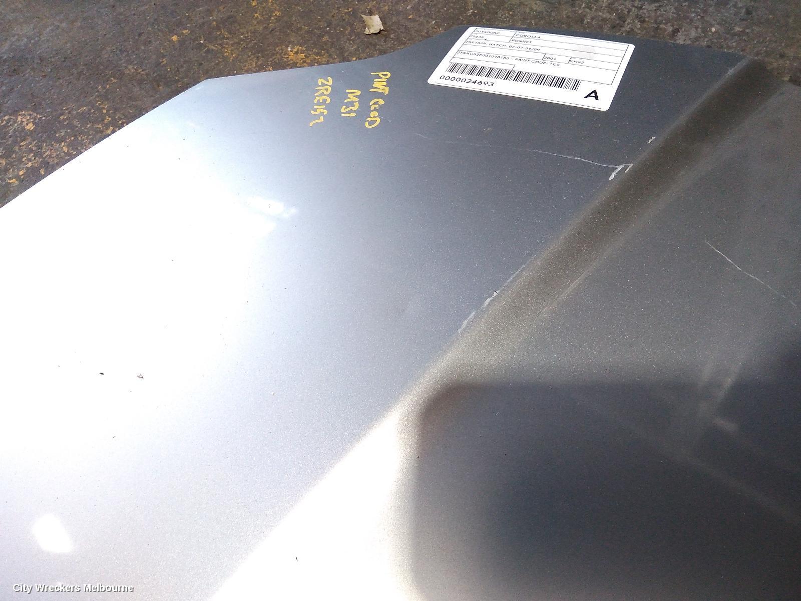TOYOTA COROLLA BONNET, ZRE152R, HATCH, 03/2007 - 09/2009