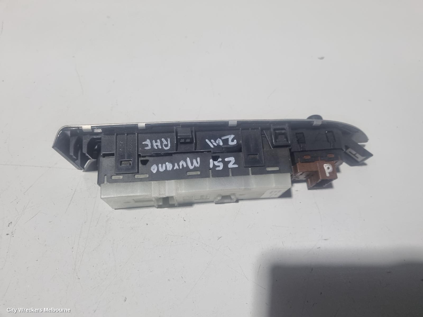 NISSAN MURANO PWR DR WIND SWITCH, RH FRONT (MASTER SWITCH), Z51, ST TYPE, 12/2008 - 12/2014