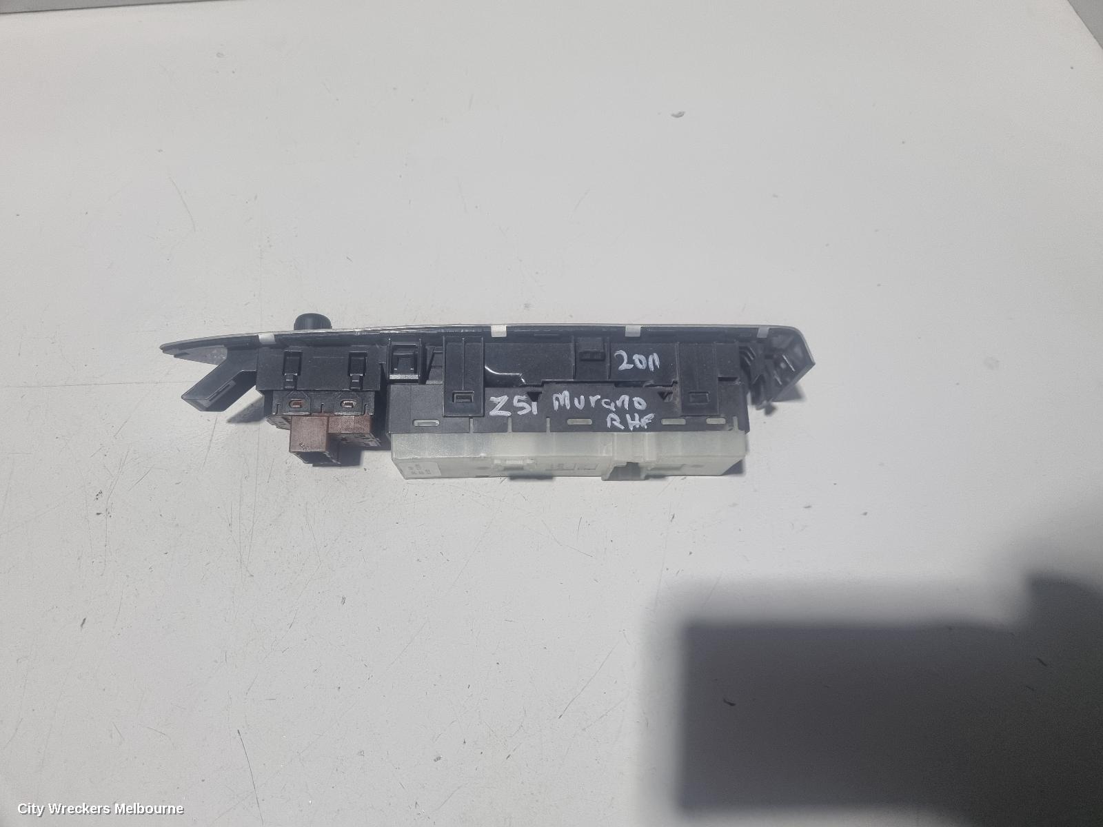 NISSAN MURANO PWR DR WIND SWITCH, RH FRONT (MASTER SWITCH), Z51, ST TYPE, 12/2008 - 12/2014