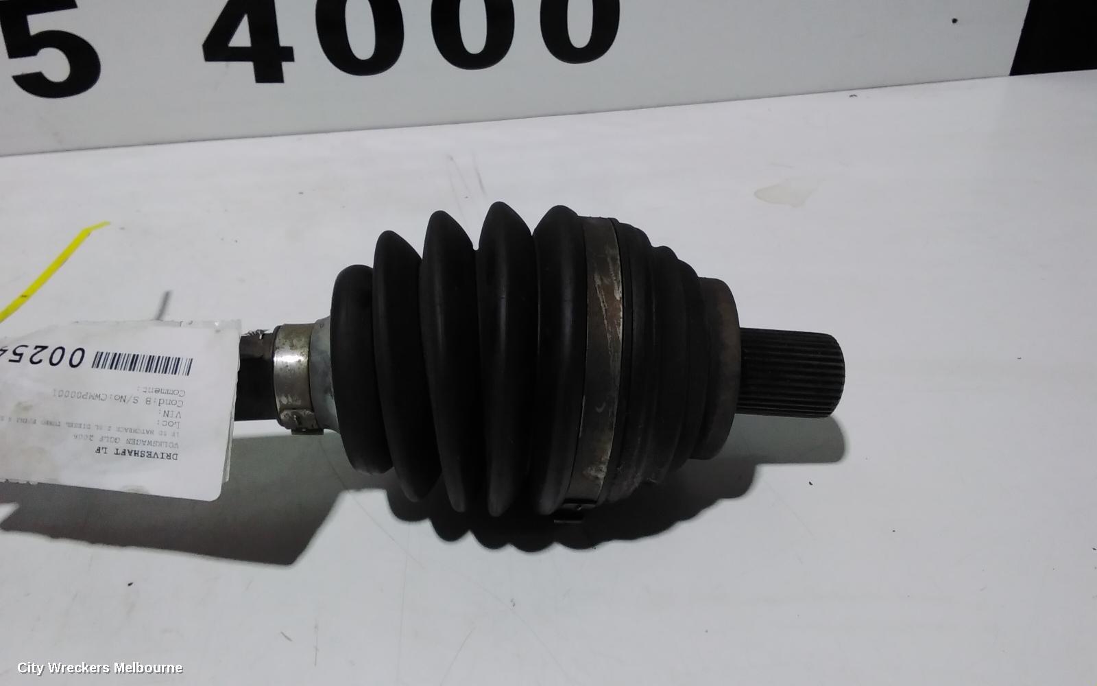 VOLKSWAGEN GOLF LEFT DRIVESHAFT, FRONT, AUTO T/M, DIESEL, 1.9/2.0, GEN 5, 07/2004 - 02/2009