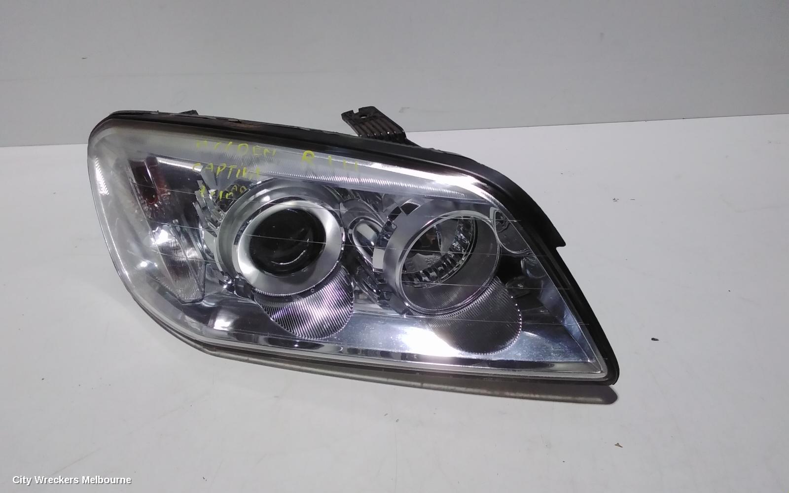 HOLDEN CAPTIVA RIGHT HEADLAMP, CG, CX/LX/SX/CAPTIVA 7 (4TH VIN = C), CHROME INNER TYPE, 09/2006 - 02/2011