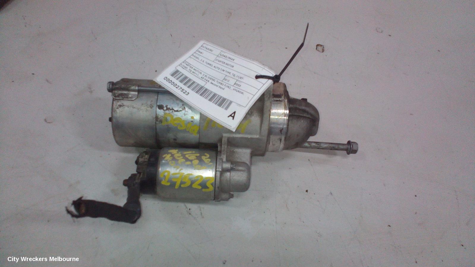 HYUNDAI ILOAD/IMAX STARTER, DIESEL, 2.5, TURBO, AUTO T/M TYPE, TQ, 11/2007 ONWARDS