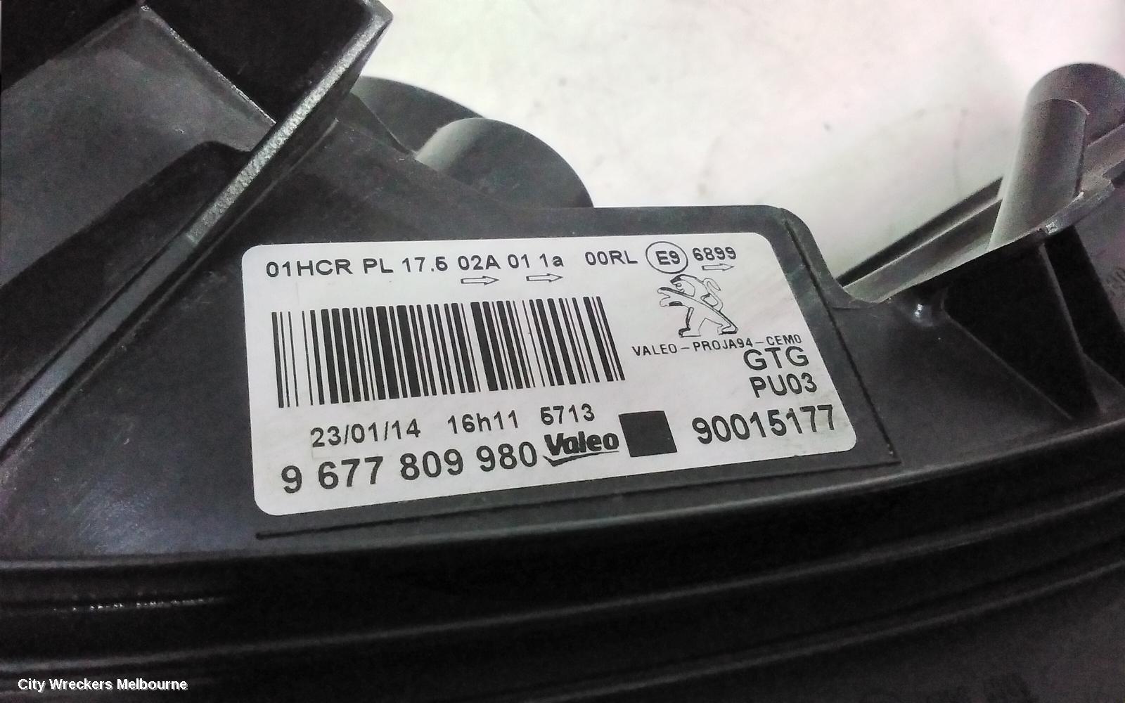 PEUGEOT 2008 LEFT HEADLAMP, A94, ACTIVE, NON AUTOMATIC TYPE, 10/2013 - 12/2018