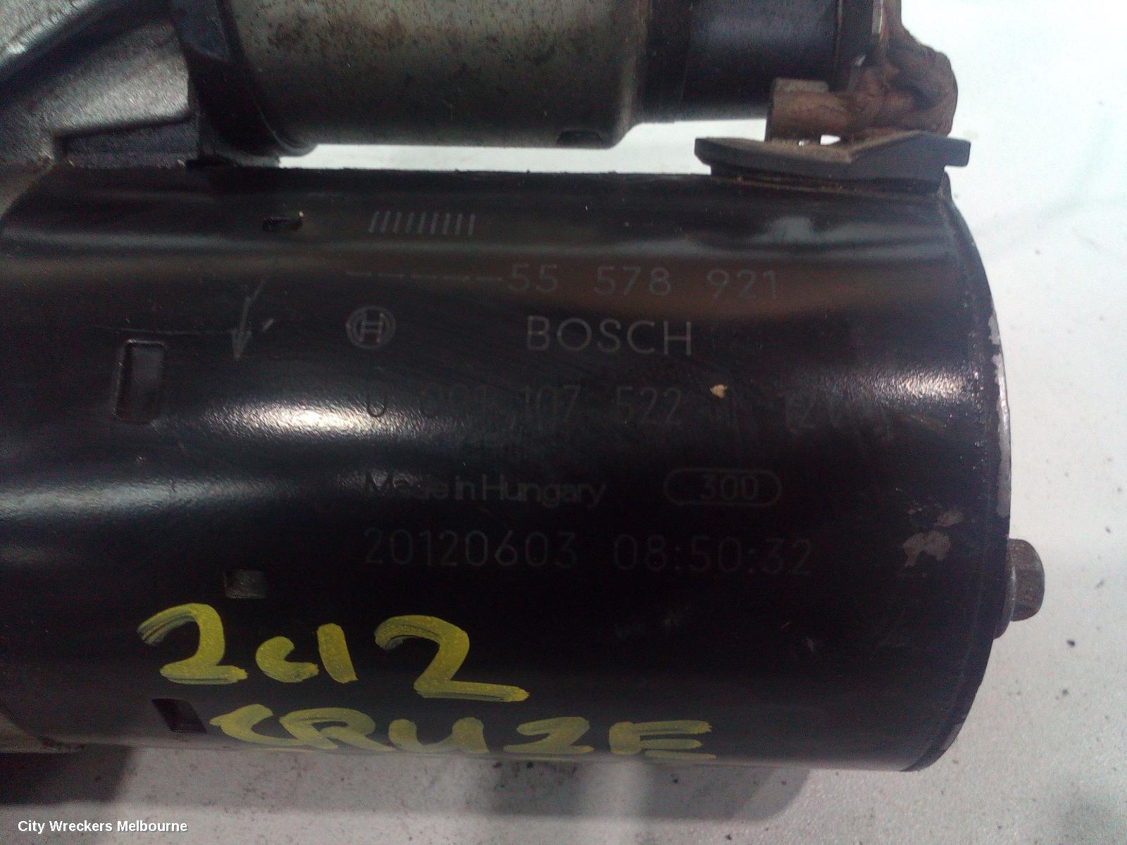 HOLDEN CRUZE STARTER, 1.4, 19UN, JH, 03/2011 - 01/2017